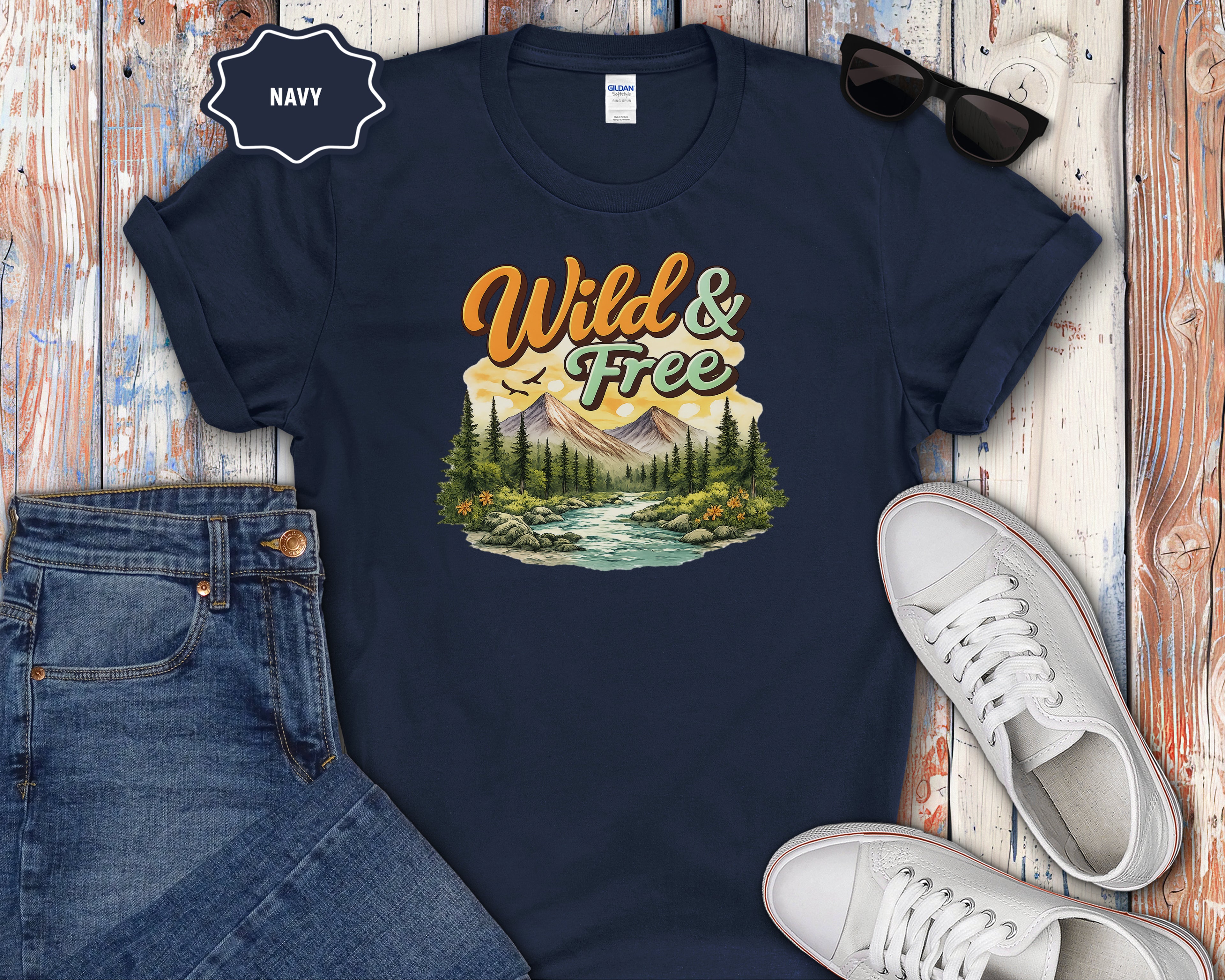 Wild & Free Mountain Scene T-Shirt