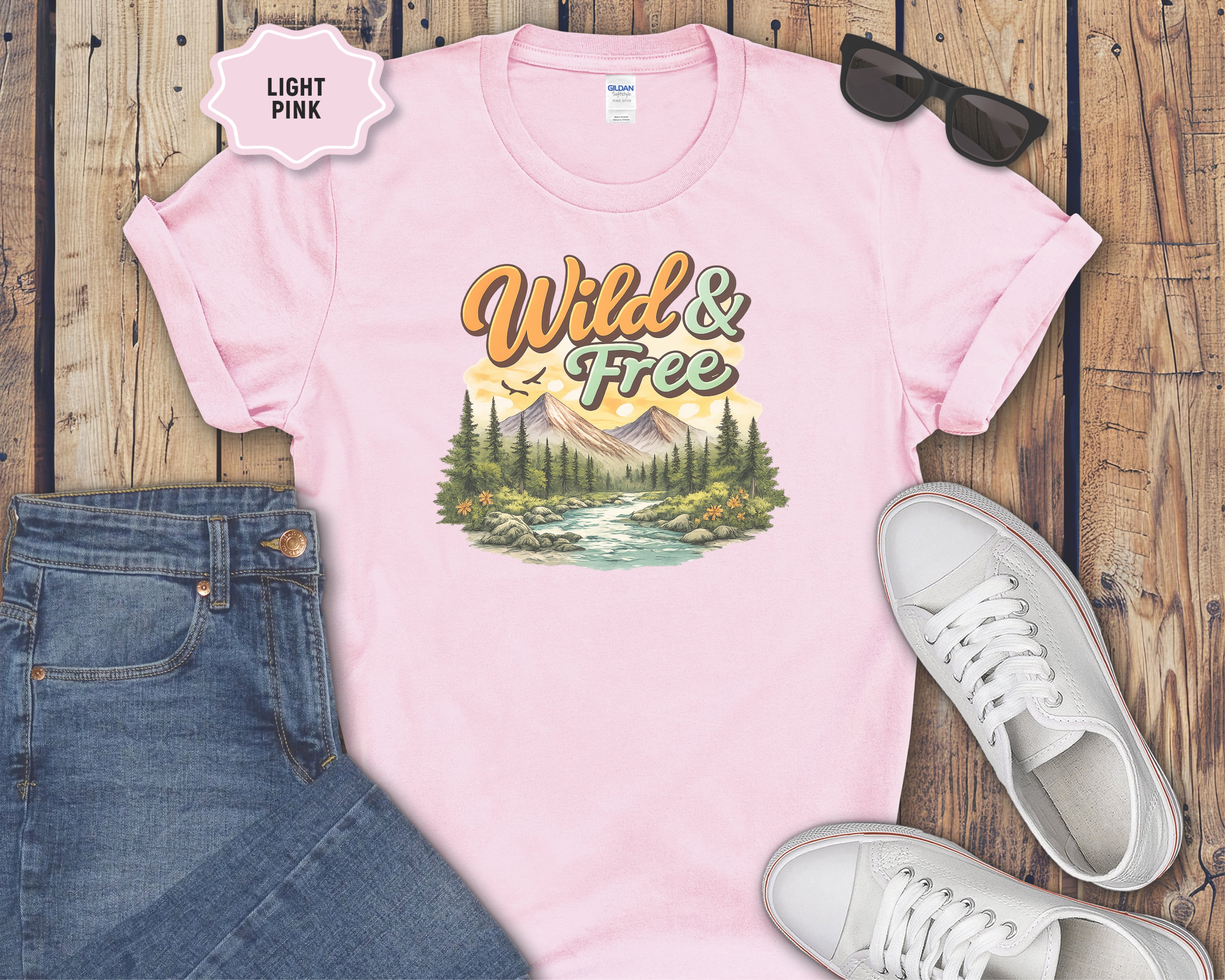 Wild & Free Mountain Scene T-Shirt