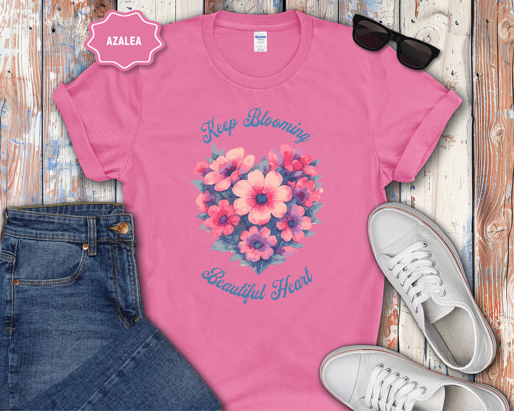 Keep Blooming Beautiful Floral Heart T-Shirt