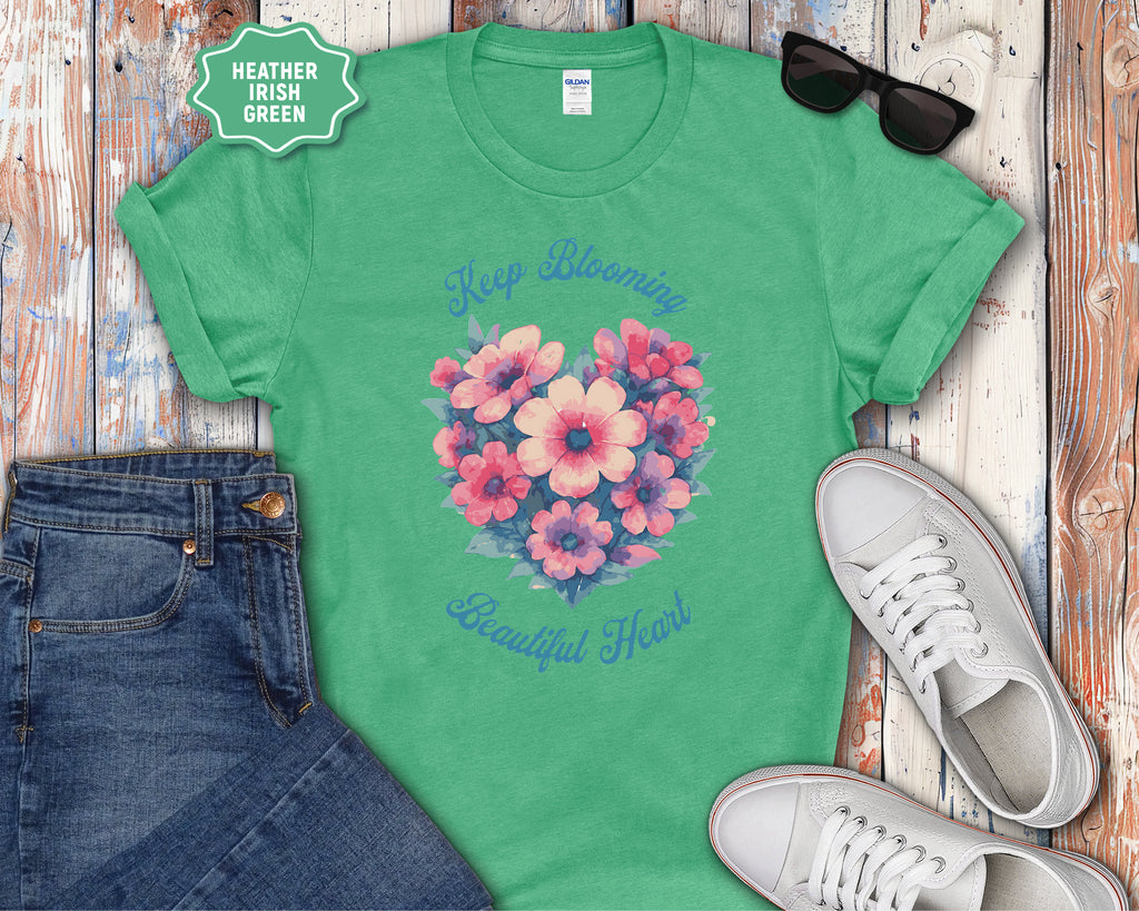 Keep Blooming Beautiful Floral Heart T-Shirt