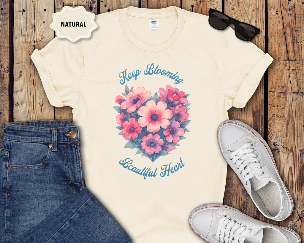 Keep Blooming Beautiful Floral Heart T-Shirt
