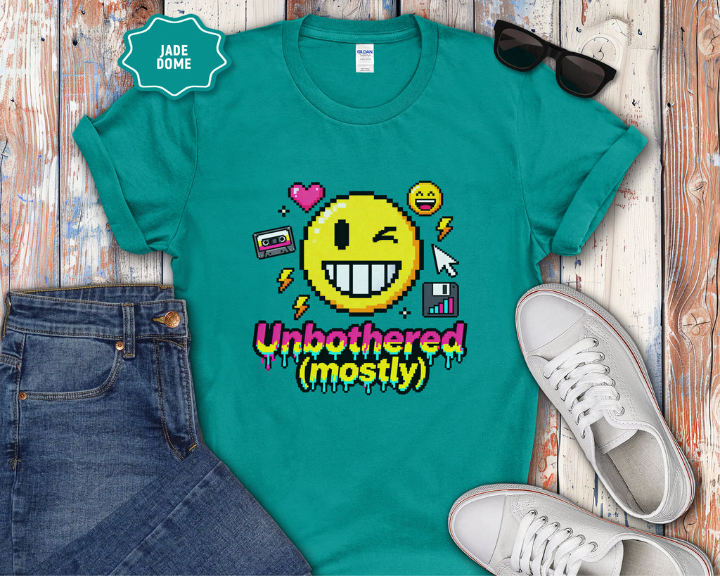 Unbothered (mostly) Smiley Pixel Art T-Shirt