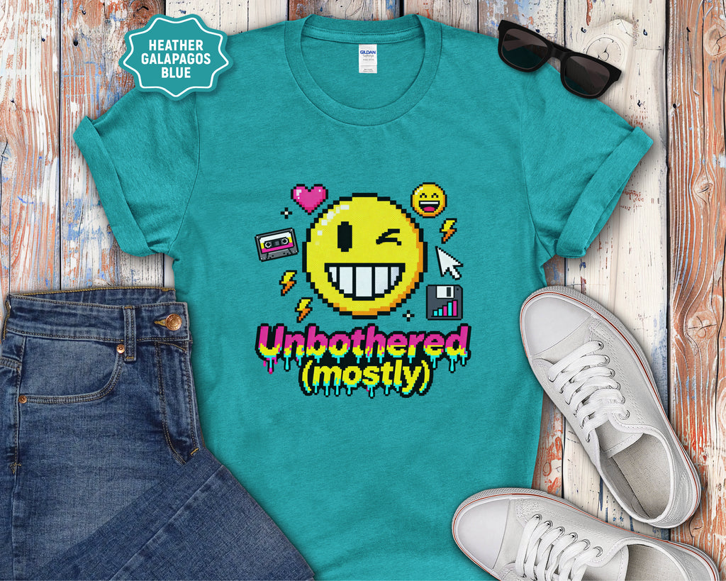 Unbothered (mostly) Smiley Pixel Art T-Shirt