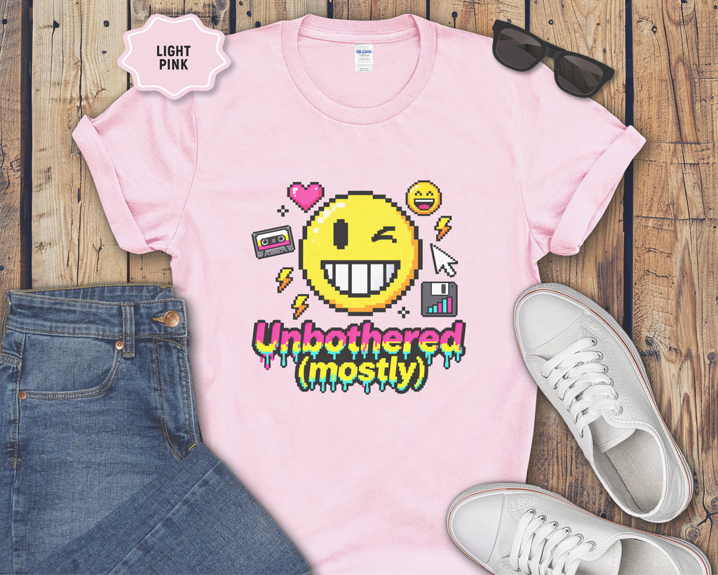 Unbothered (mostly) Smiley Pixel Art T-Shirt