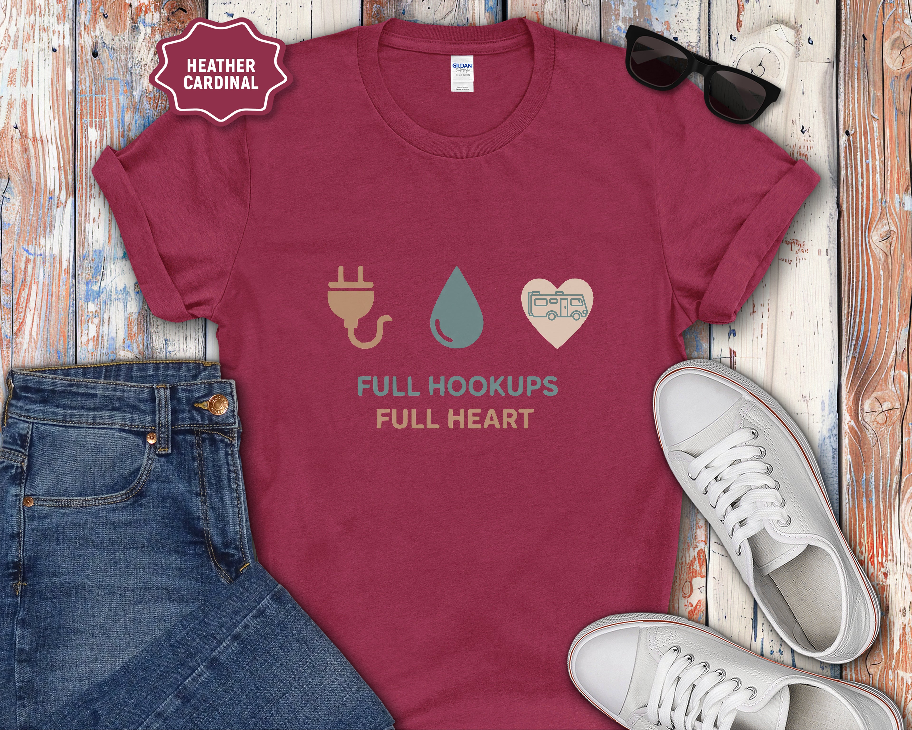 Full Hookups Full Heart Class A RV T-Shirt