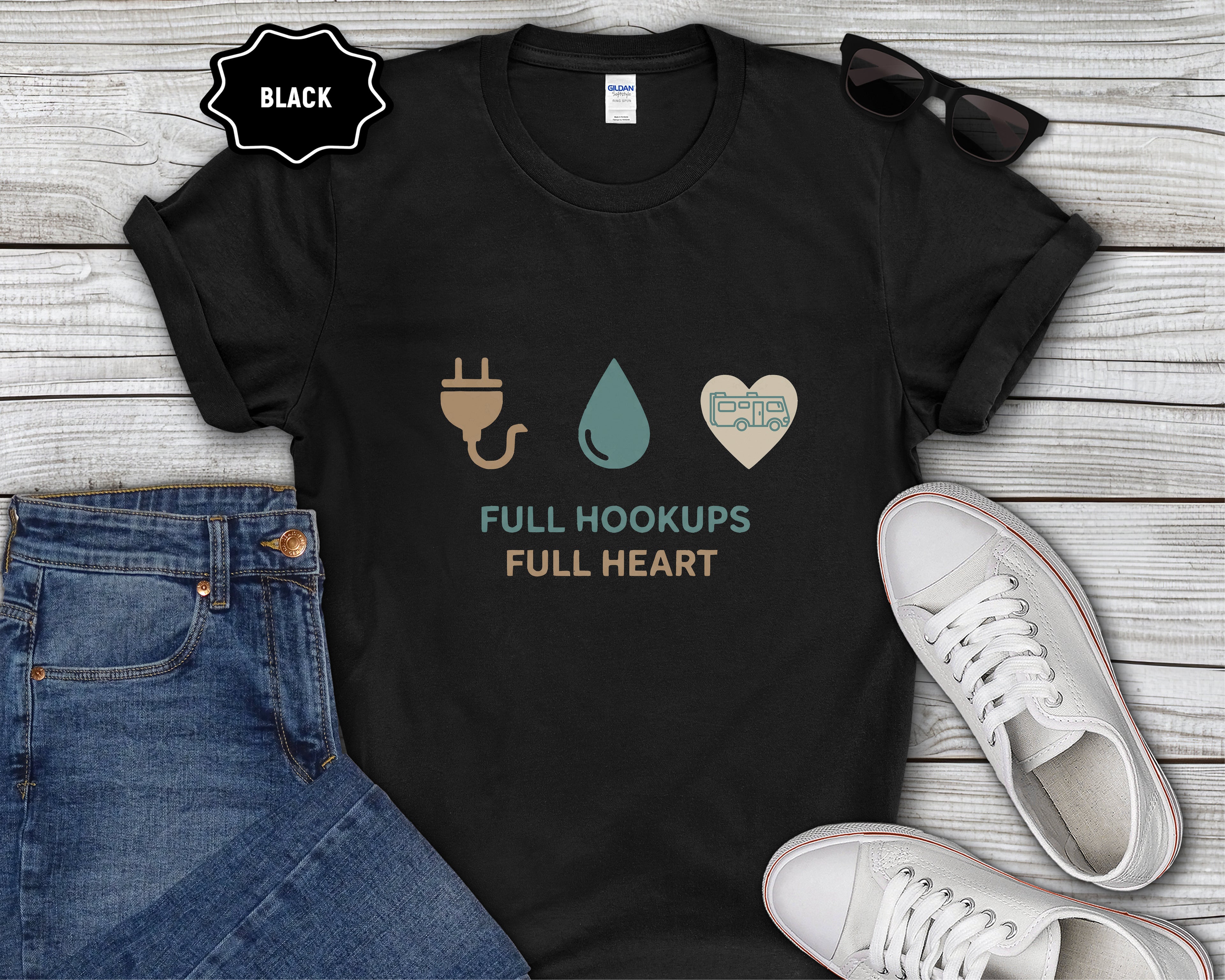 Full Hookups Full Heart Class A RV T-Shirt