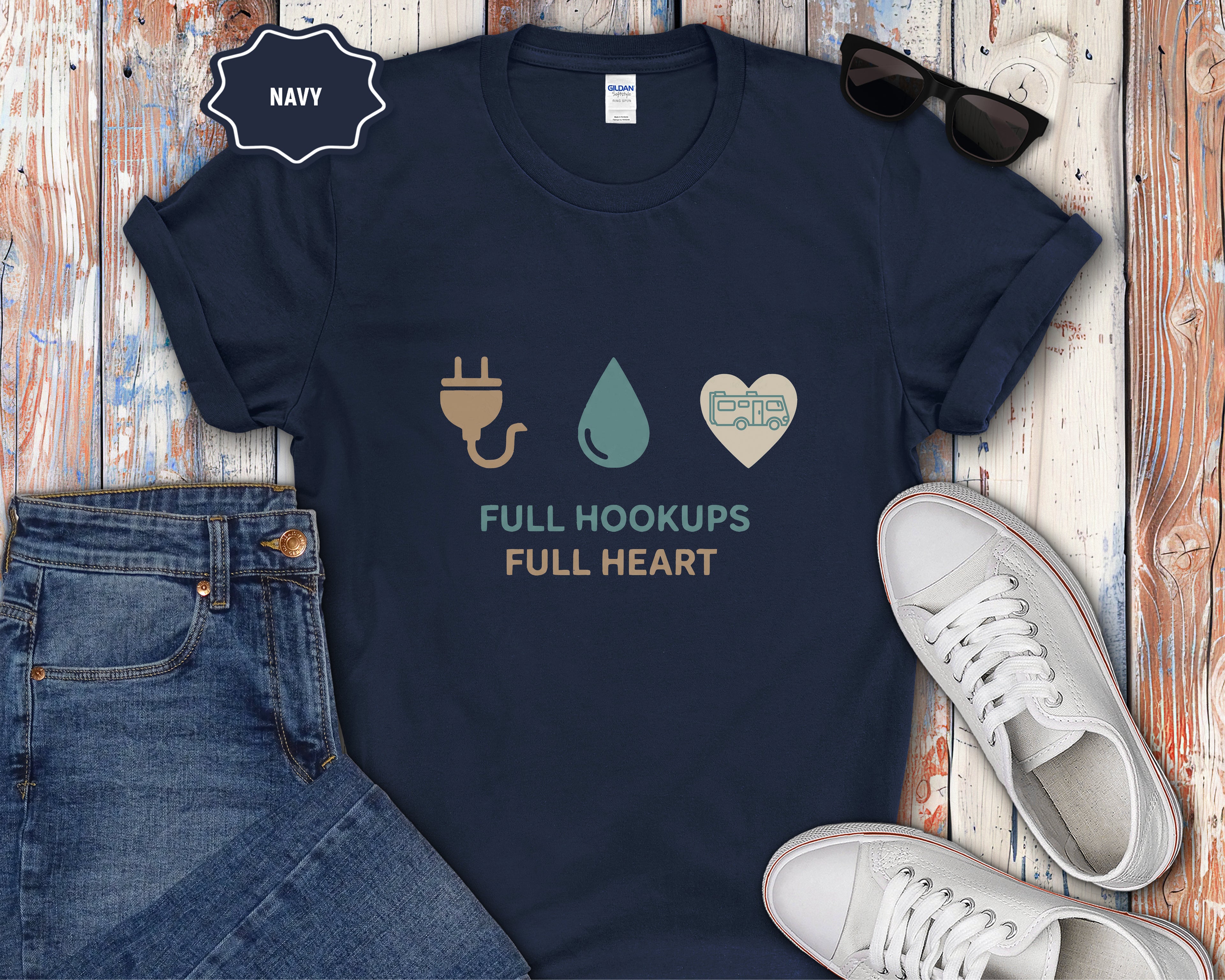 Full Hookups Full Heart Class A RV T-Shirt