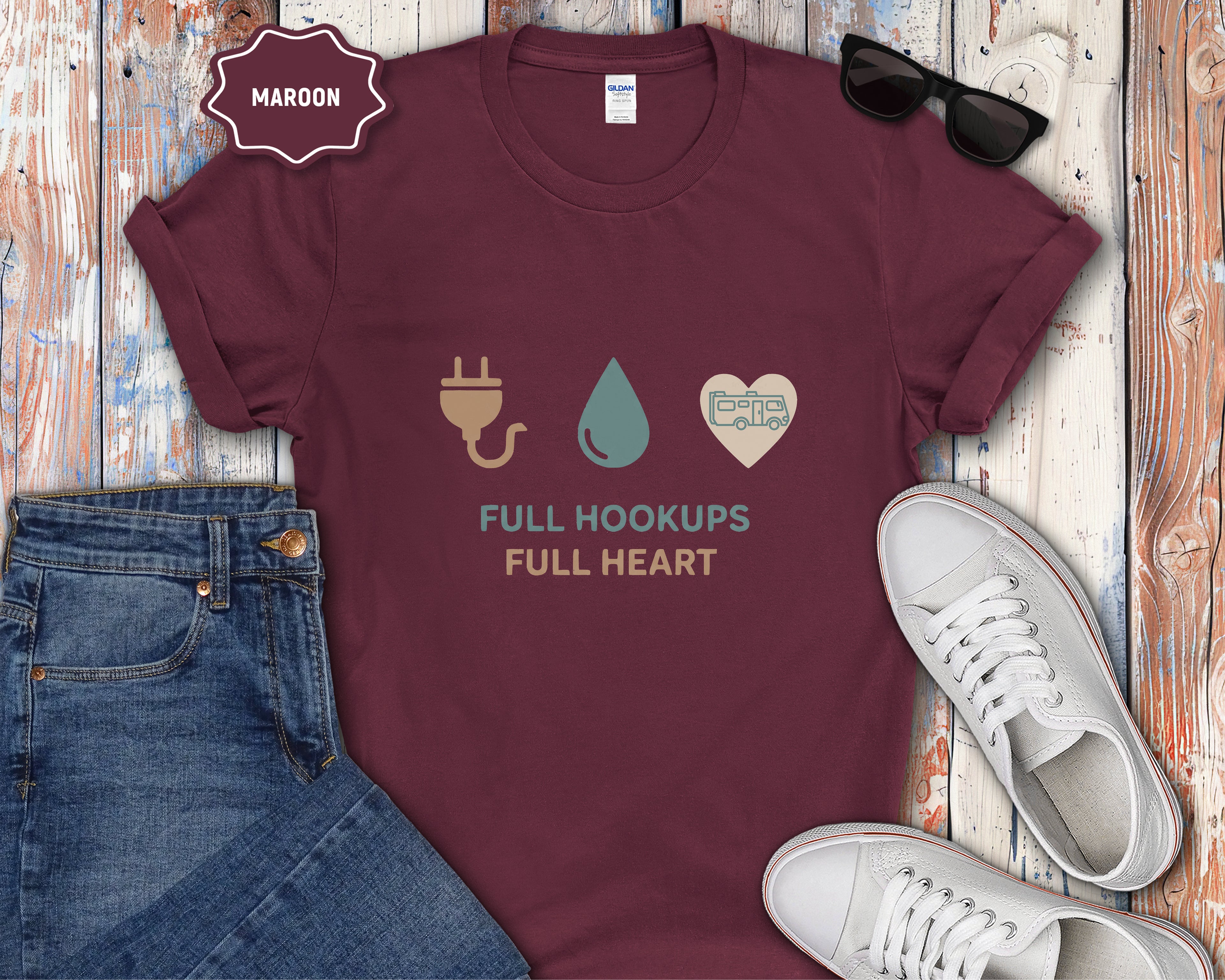 Full Hookups Full Heart Class A RV T-Shirt