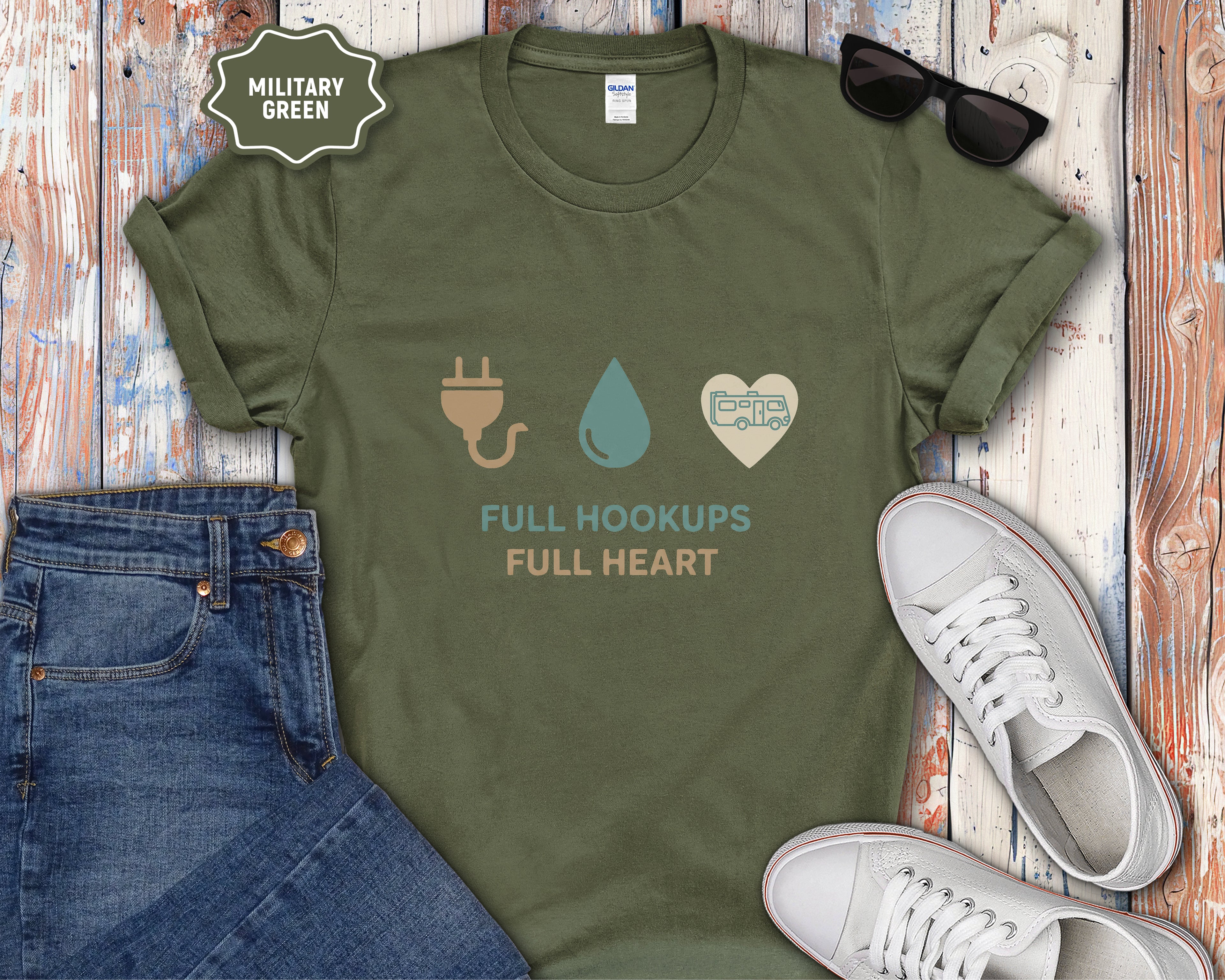 Full Hookups Full Heart Class A RV T-Shirt