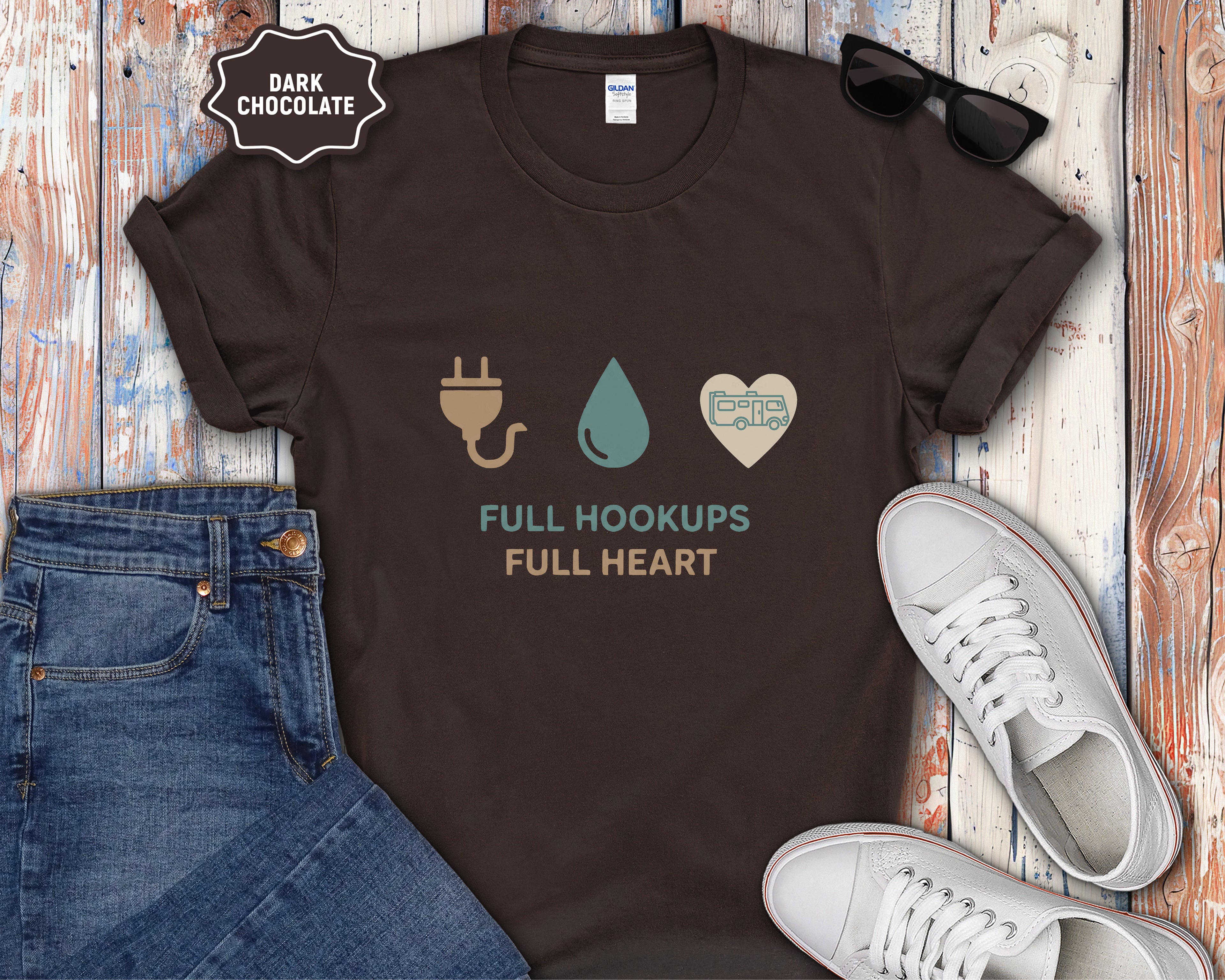 Full Hookups Full Heart Class A RV T-Shirt