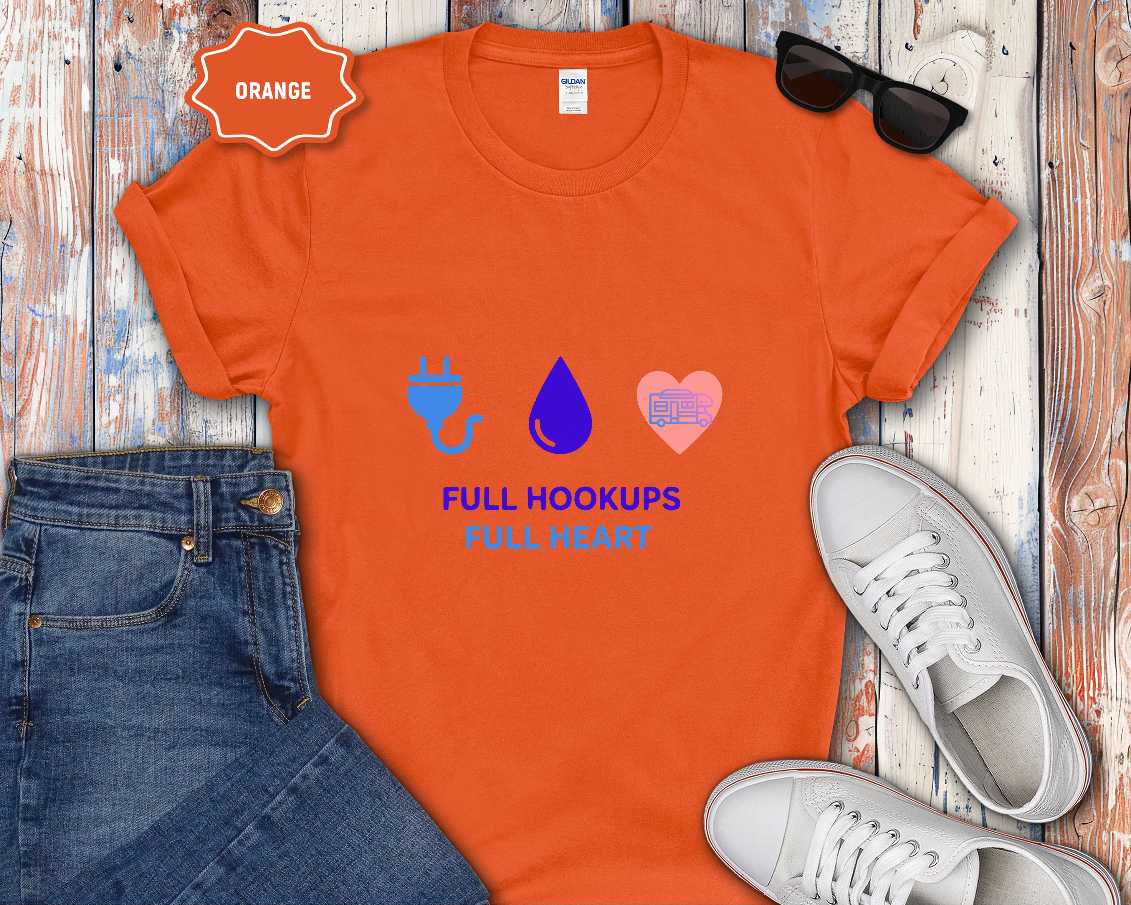 Full Hookups Full Heart Class C RV T-Shirt