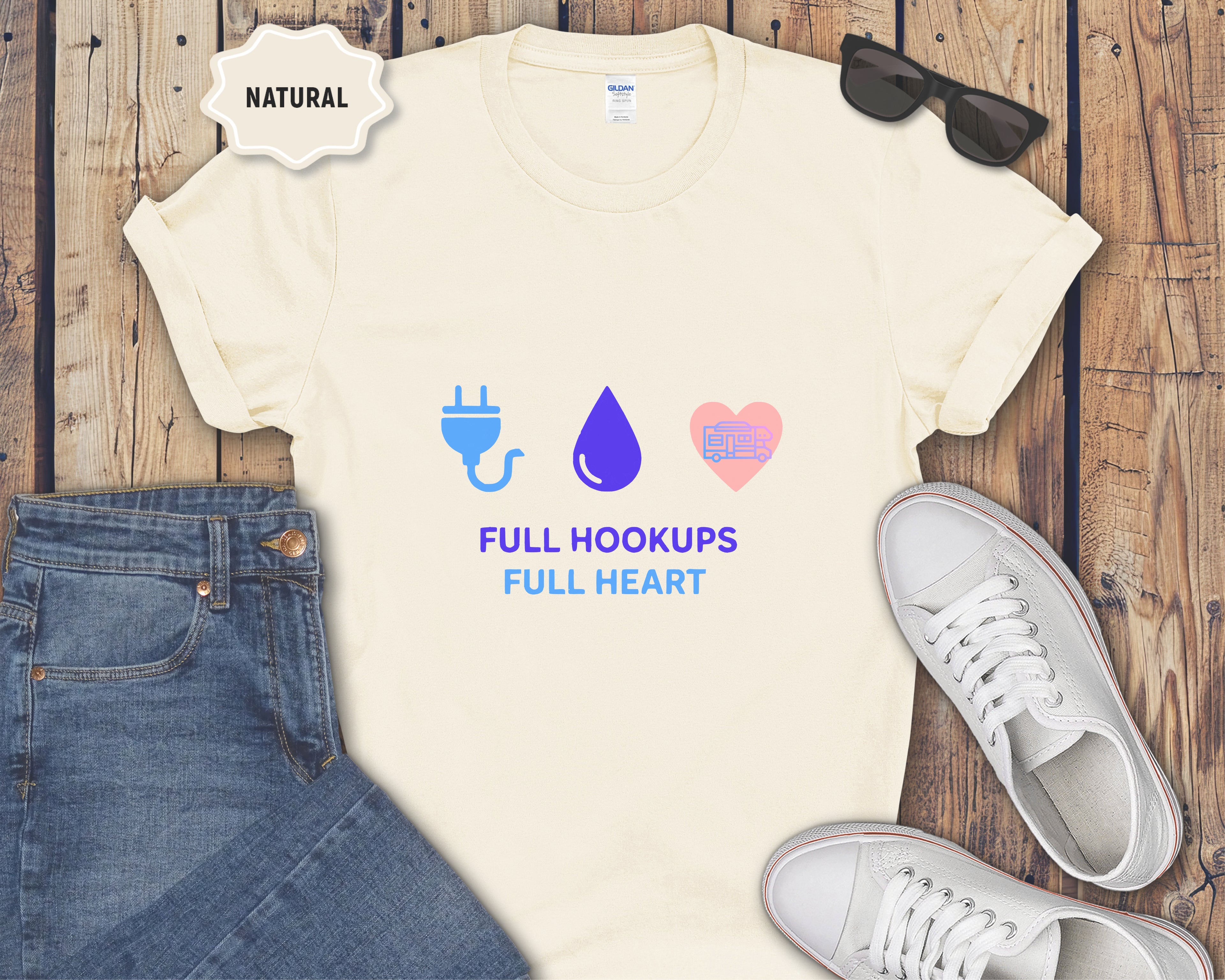 Full Hookups Full Heart Class C RV T-Shirt