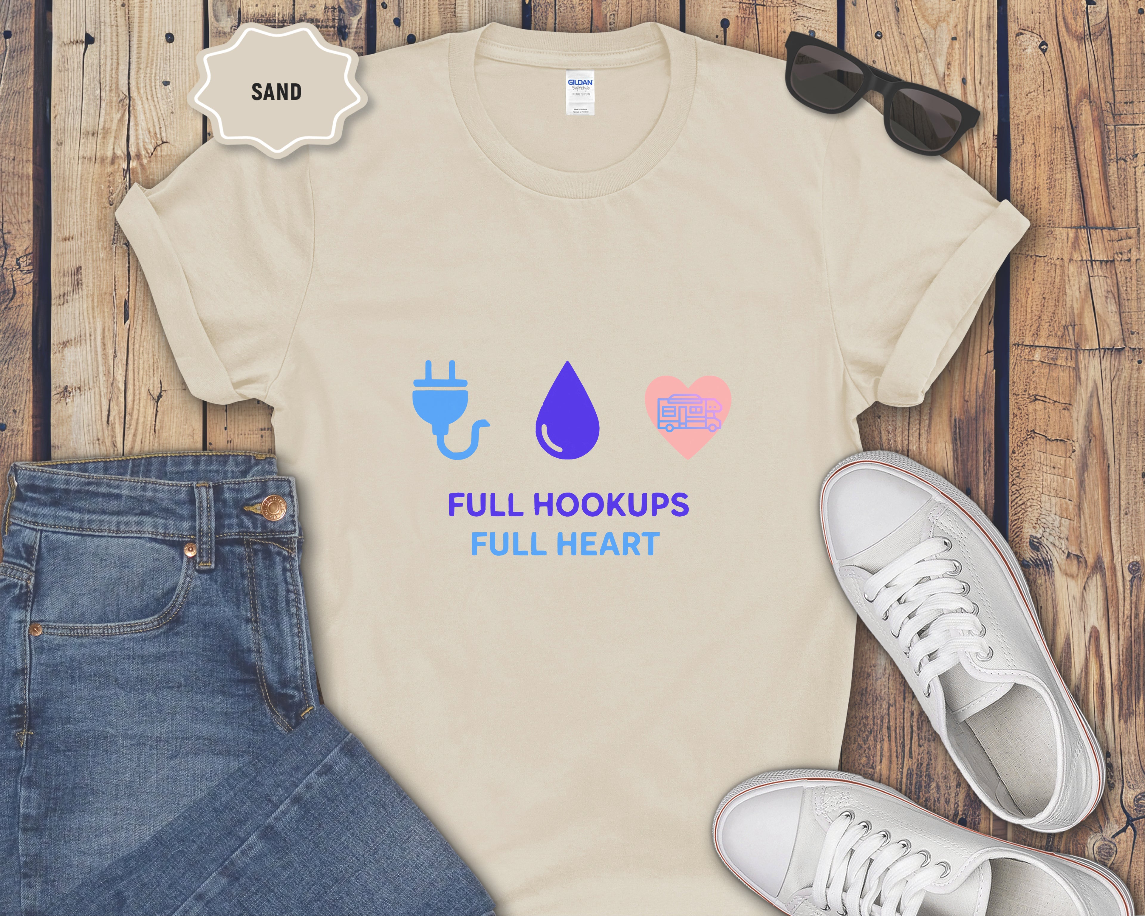Full Hookups Full Heart Class C RV T-Shirt
