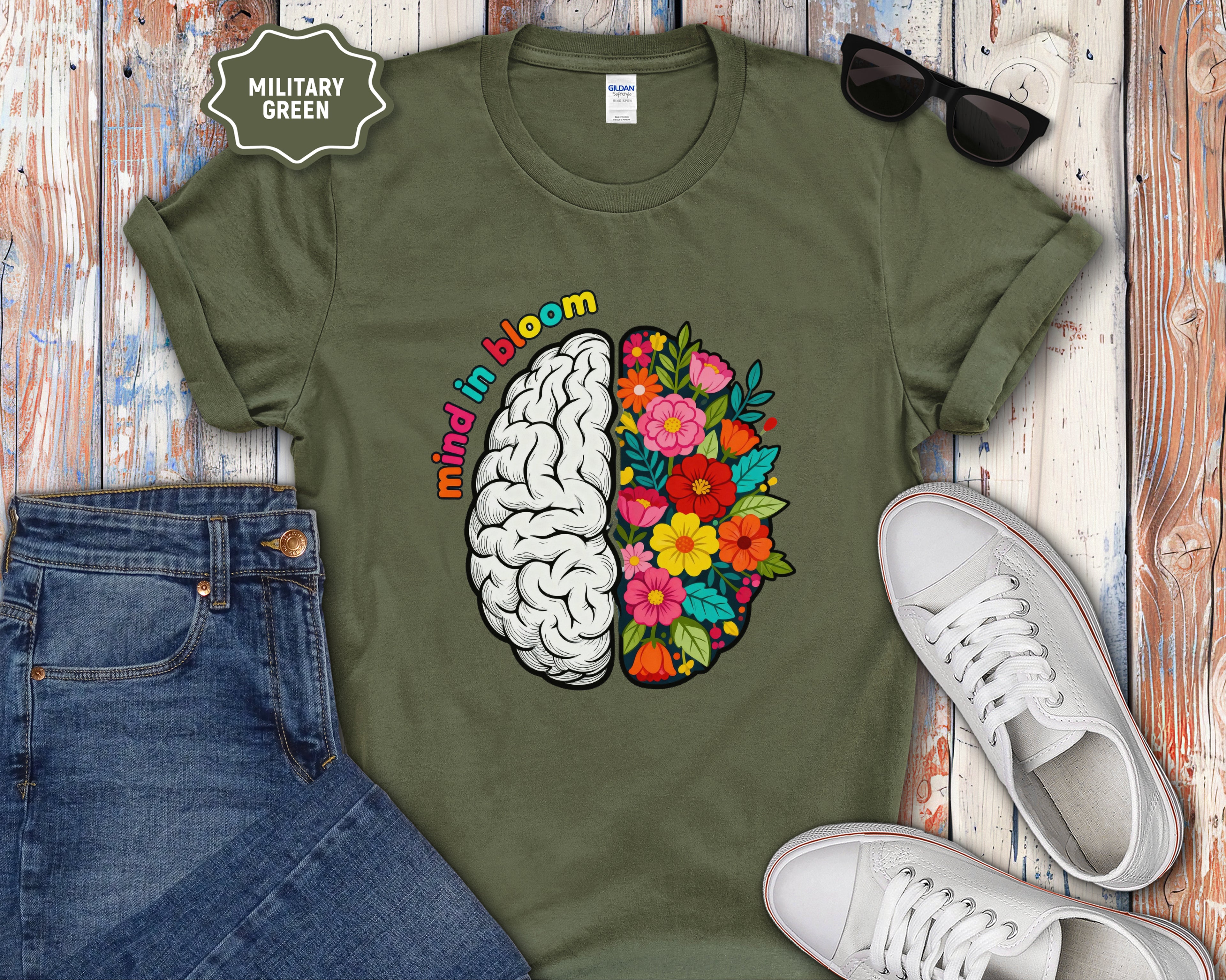 Mind in Bloom Floral Brain T-Shirt