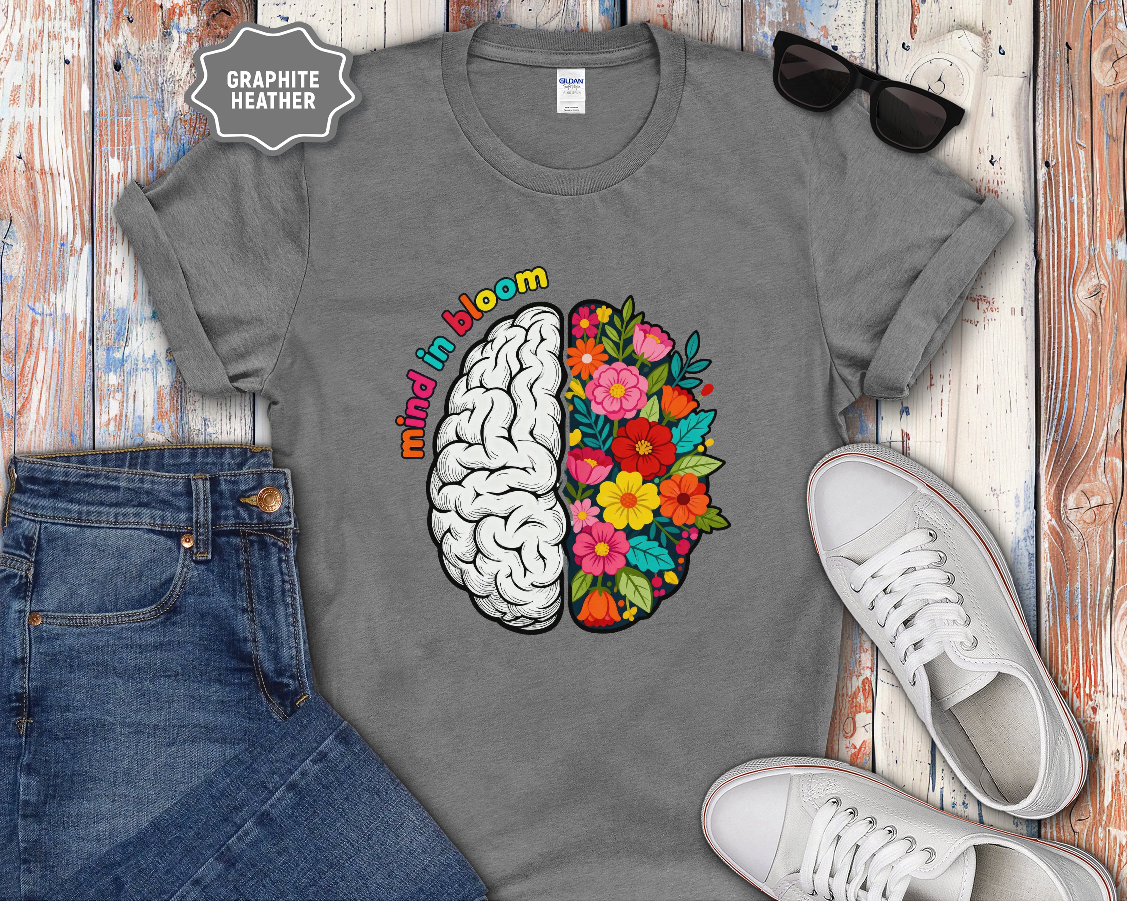 Mind in Bloom Floral Brain T-Shirt