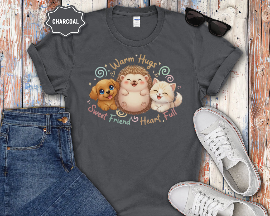 Warm Hugs Hedgehog, Puppy & Kitten T-Shirt