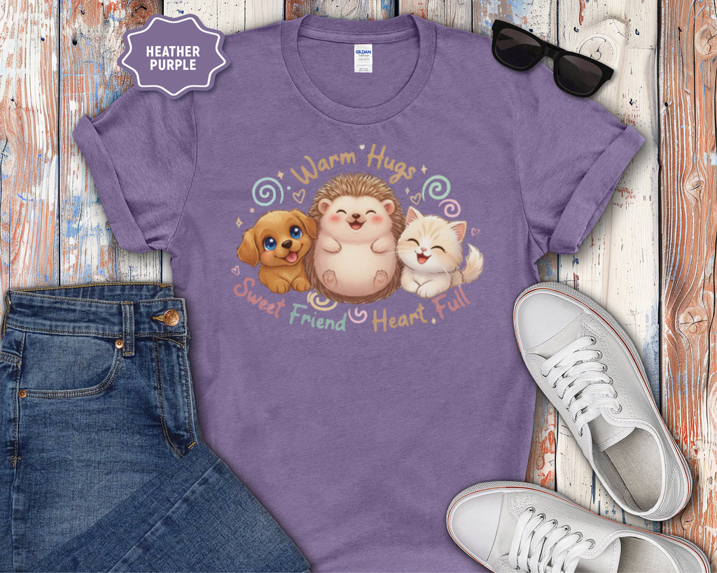 Warm Hugs Hedgehog, Puppy & Kitten T-Shirt