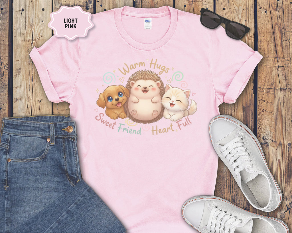 Warm Hugs Hedgehog, Puppy & Kitten T-Shirt