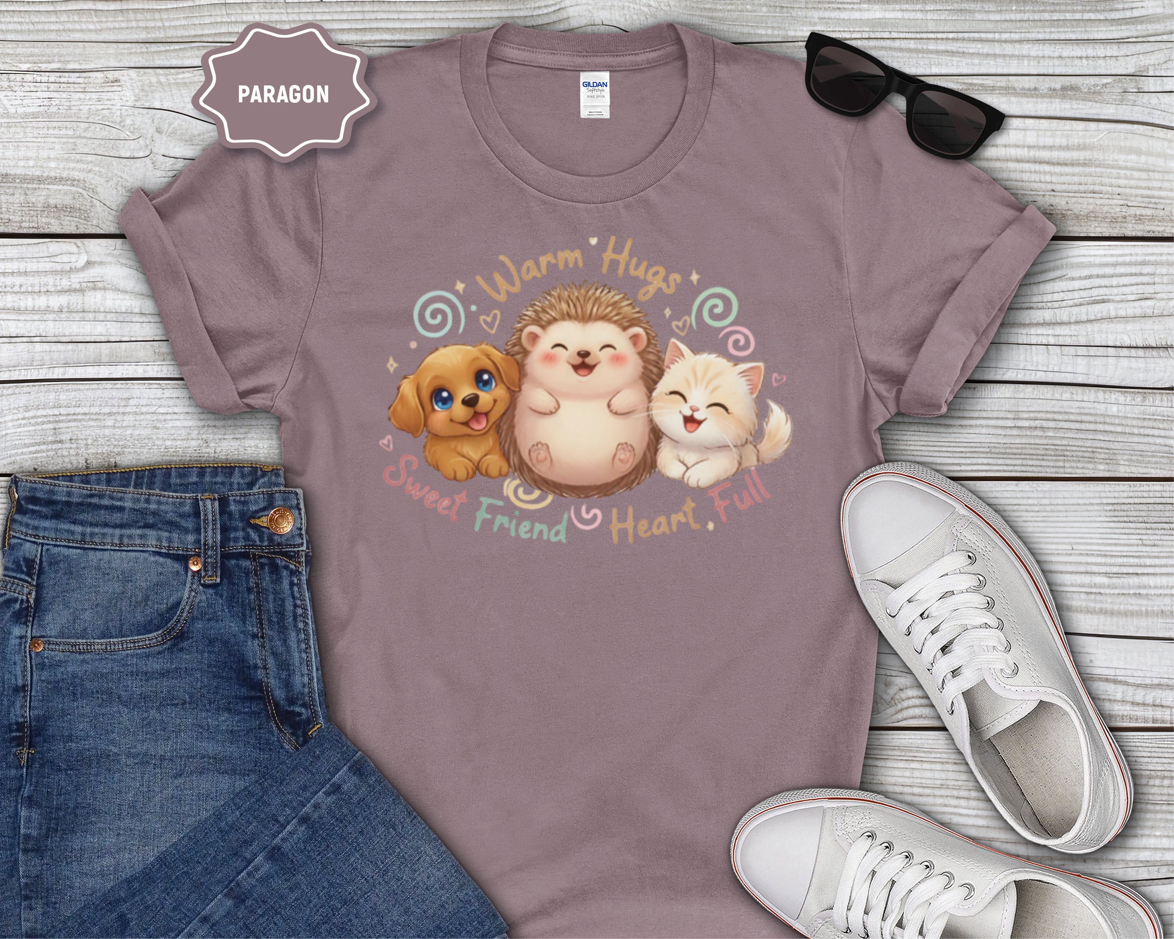 Warm Hugs Hedgehog, Puppy & Kitten T-Shirt