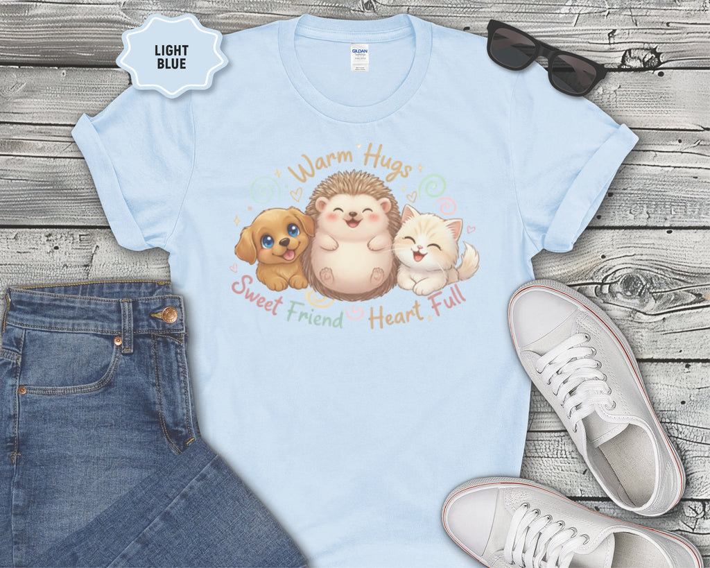 Warm Hugs Hedgehog, Puppy & Kitten T-Shirt