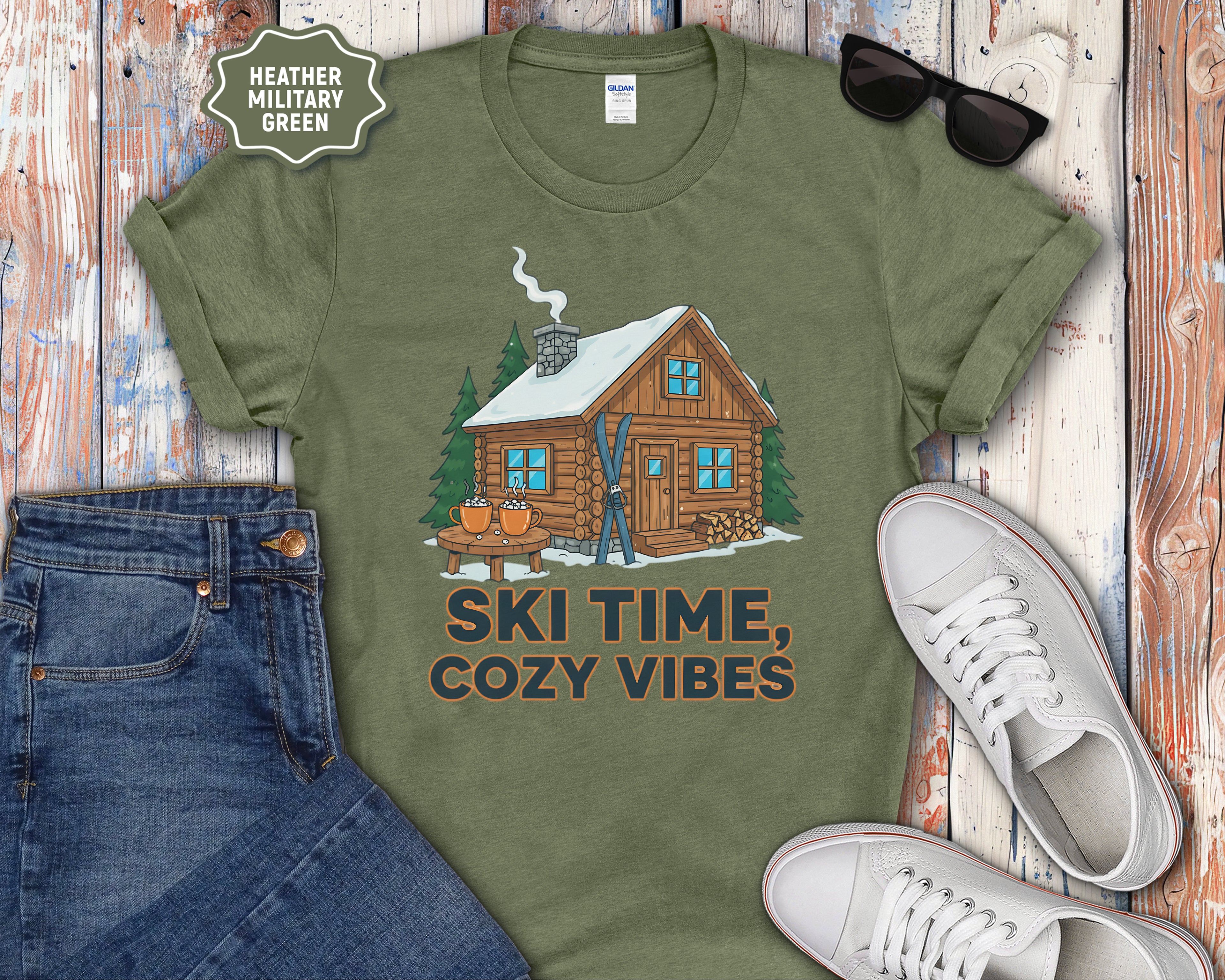 Ski Time Cozy Vibes Cabin T-Shirt