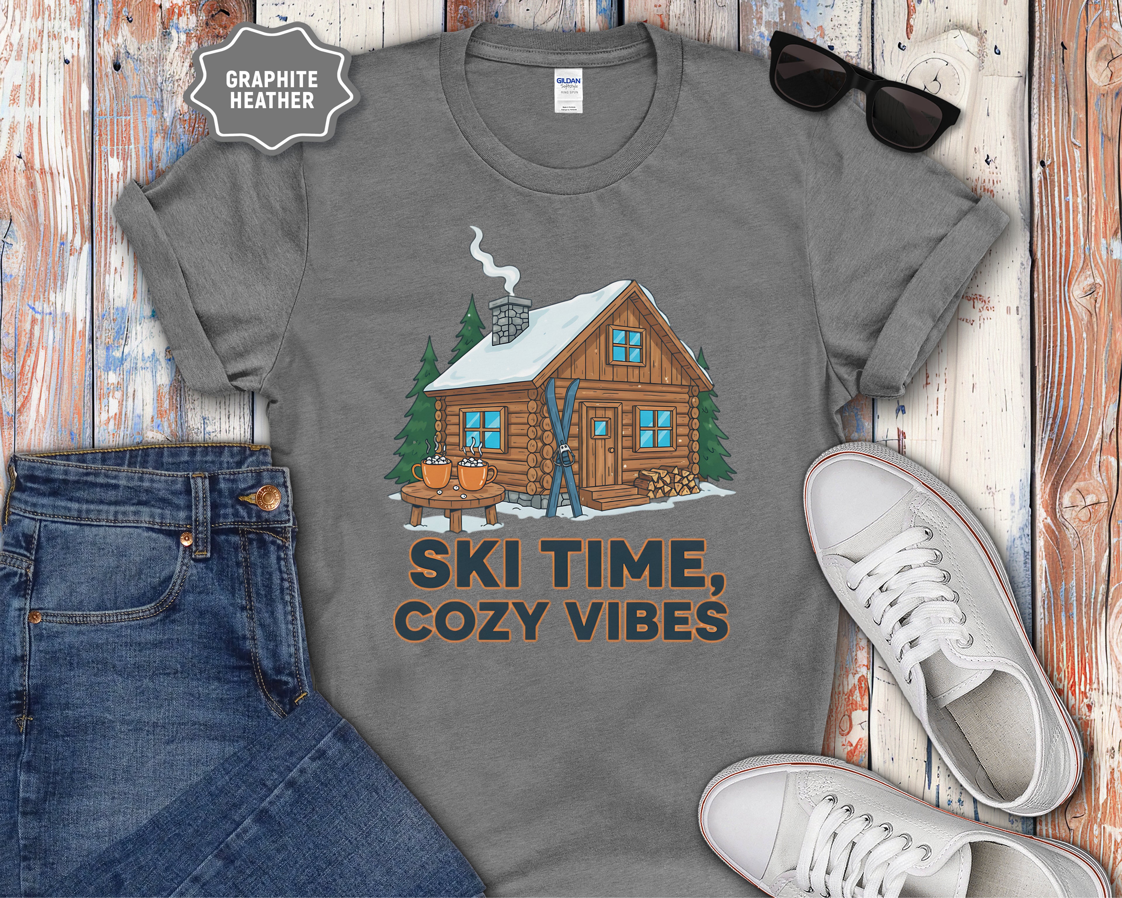 Ski Time Cozy Vibes Cabin T-Shirt