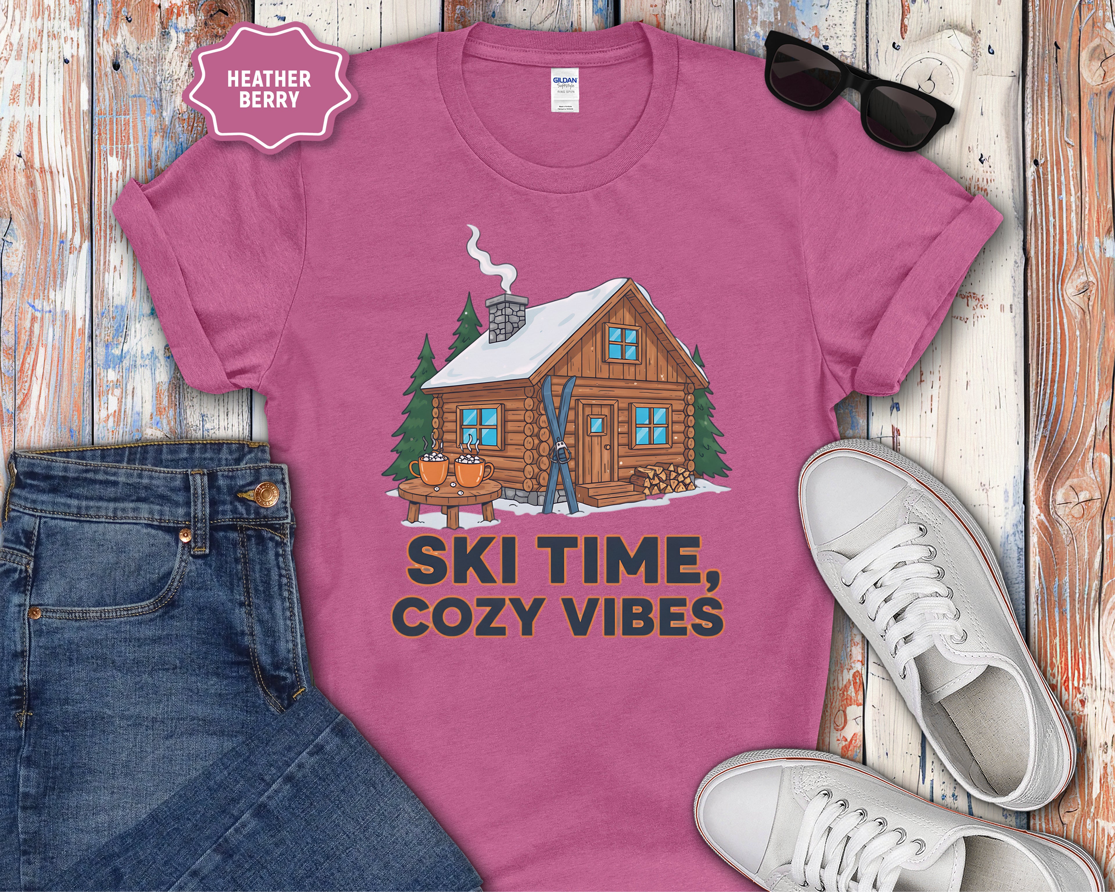 Ski Time Cozy Vibes Cabin T-Shirt