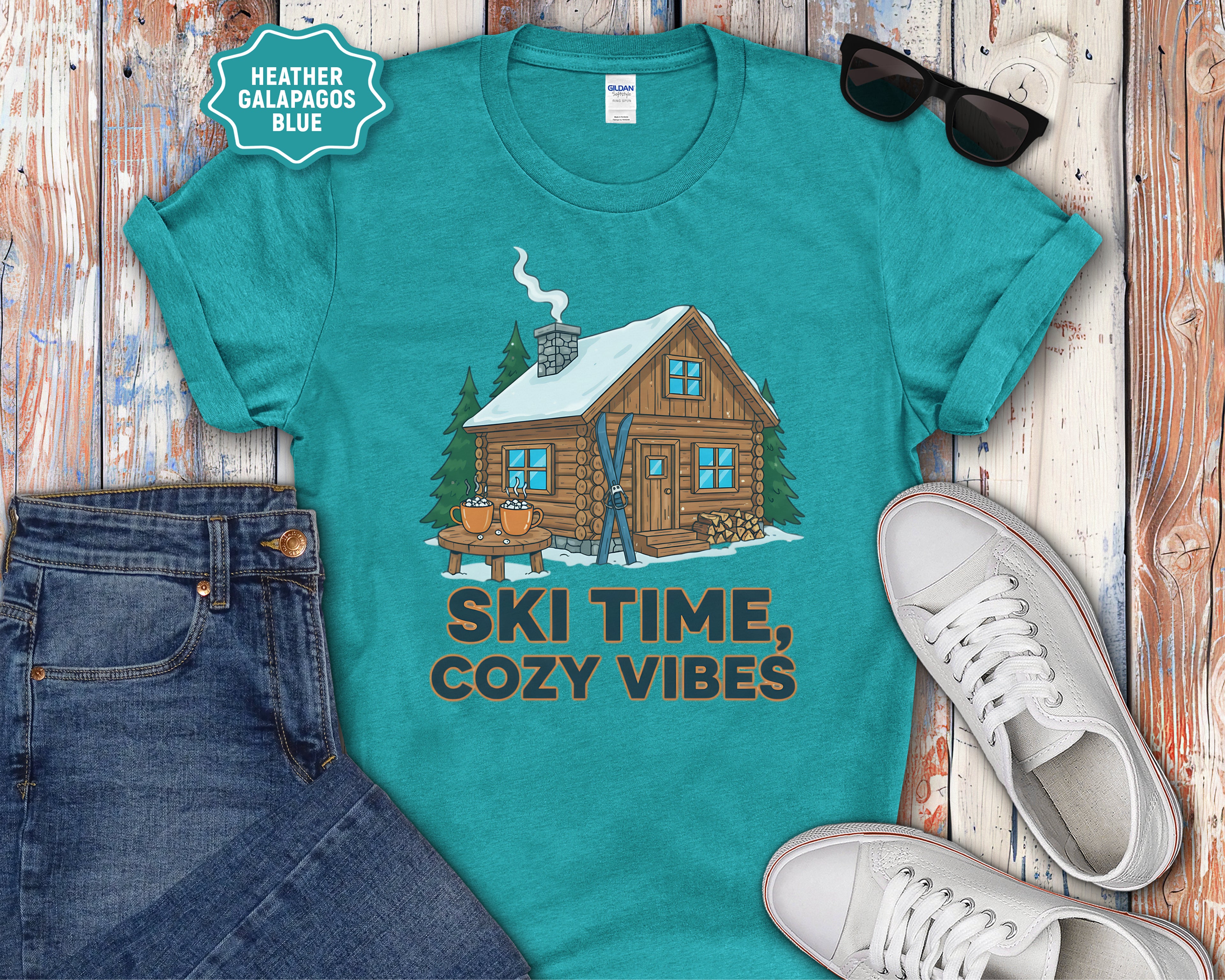 Ski Time Cozy Vibes Cabin T-Shirt