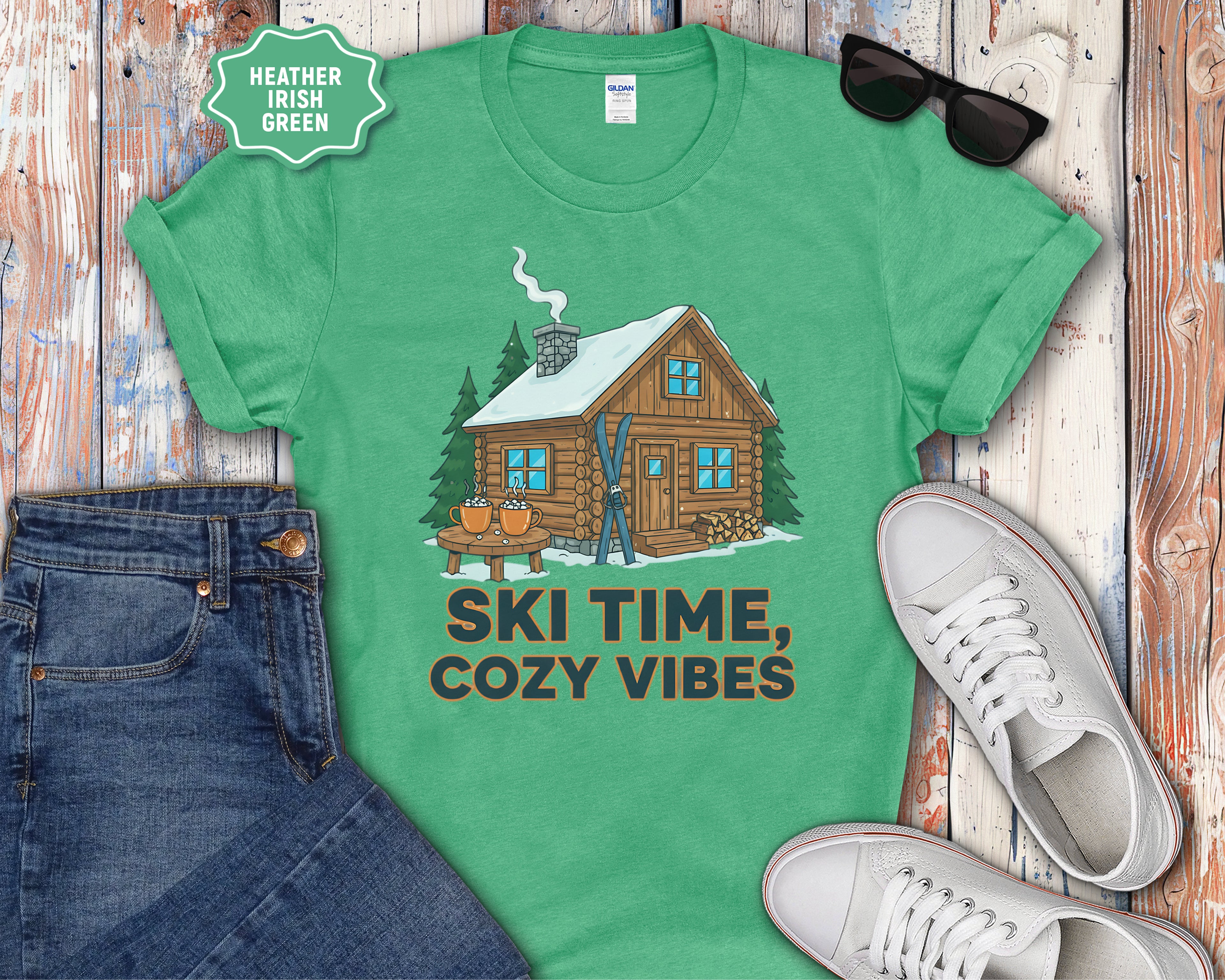 Ski Time Cozy Vibes Cabin T-Shirt