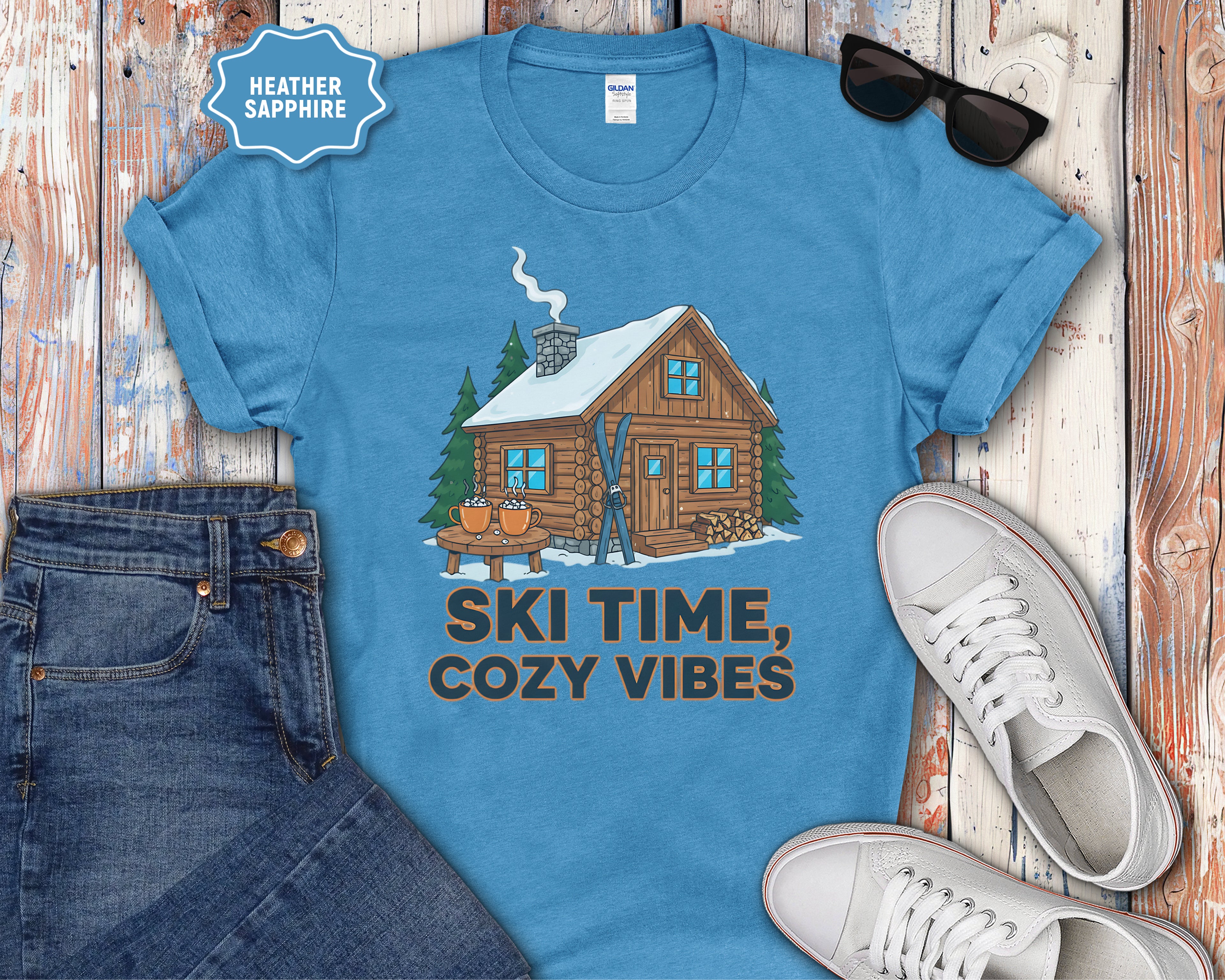 Ski Time Cozy Vibes Cabin T-Shirt