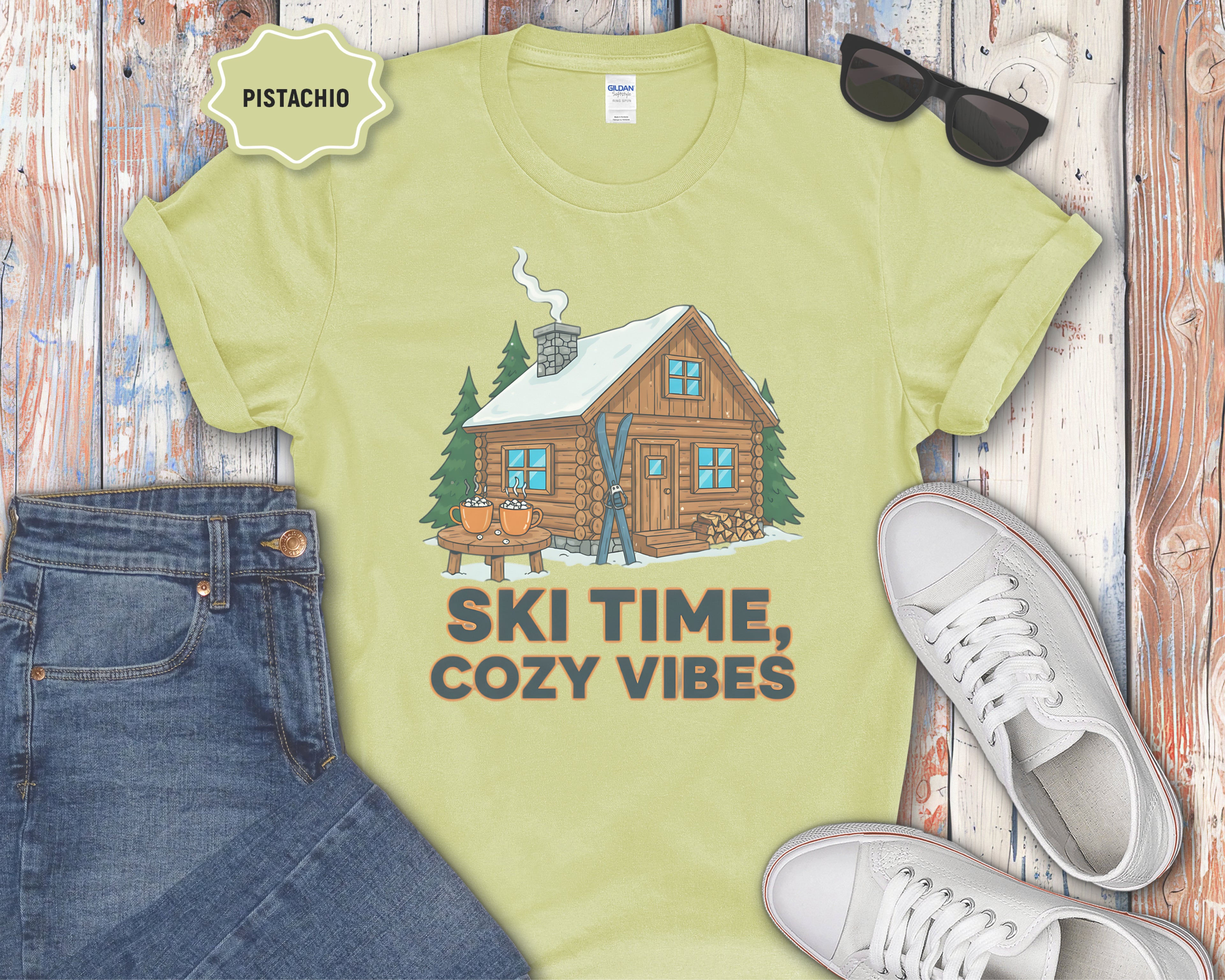 Ski Time Cozy Vibes Cabin T-Shirt