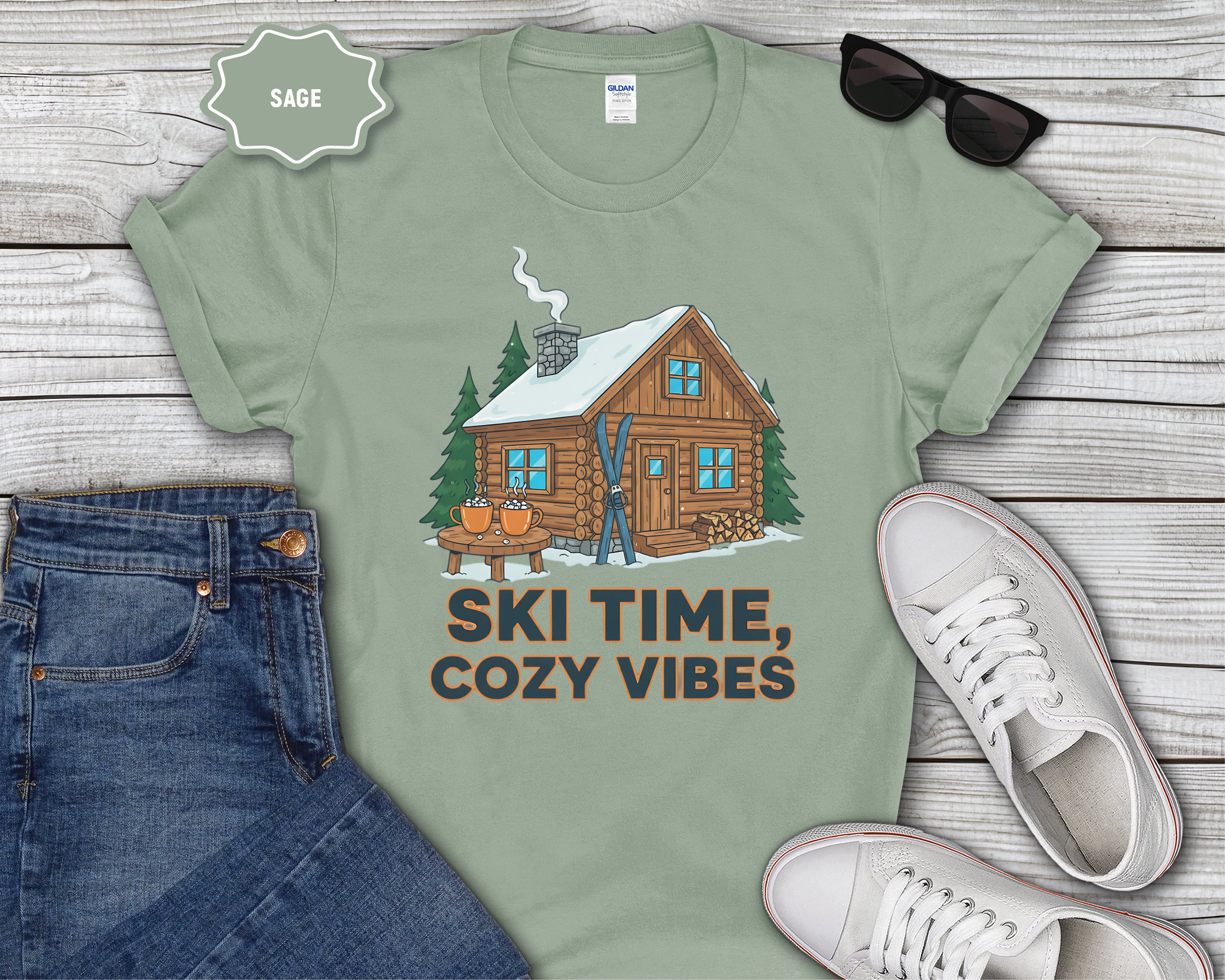 Ski Time Cozy Vibes Cabin T-Shirt