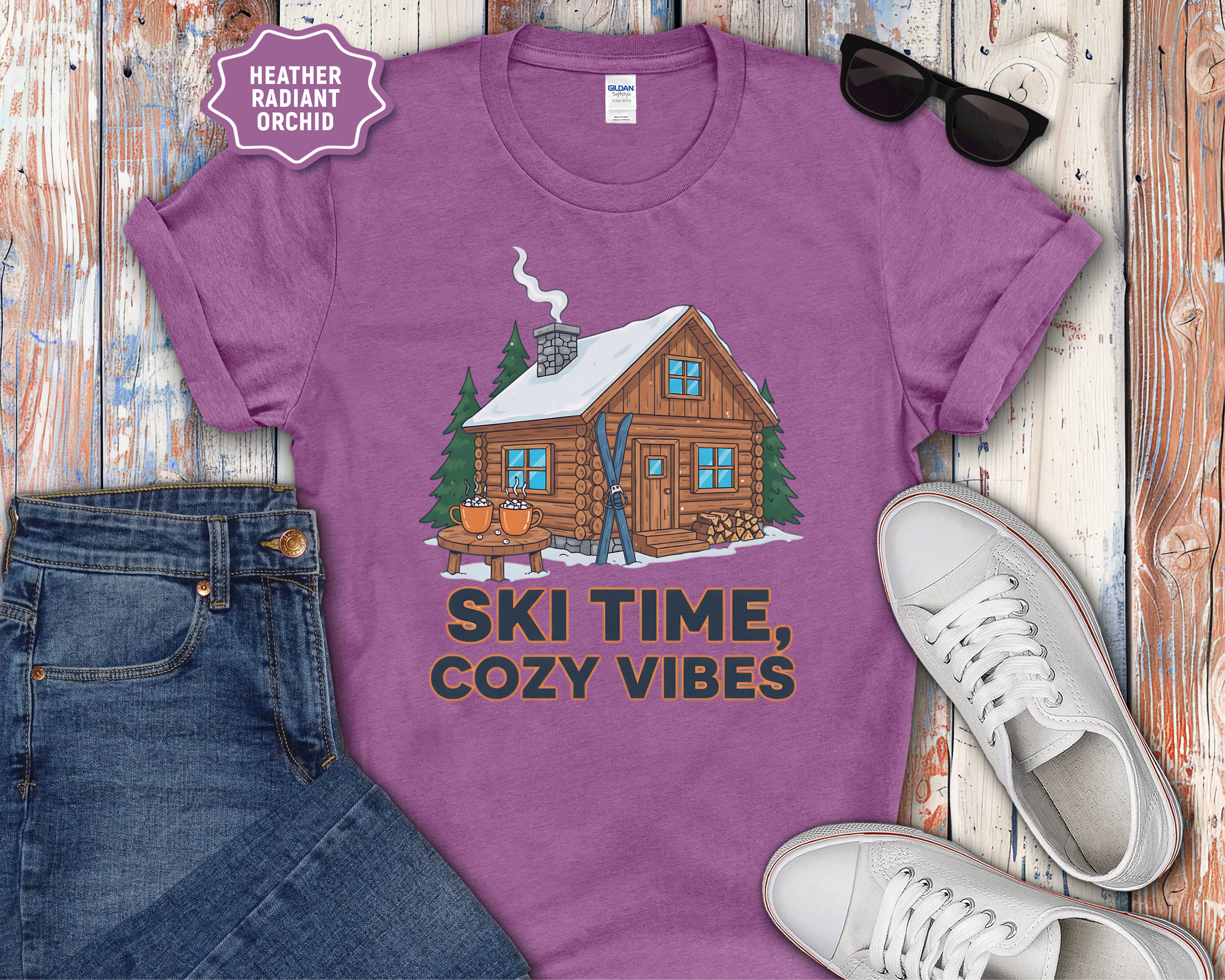 Ski Time Cozy Vibes Cabin T-Shirt