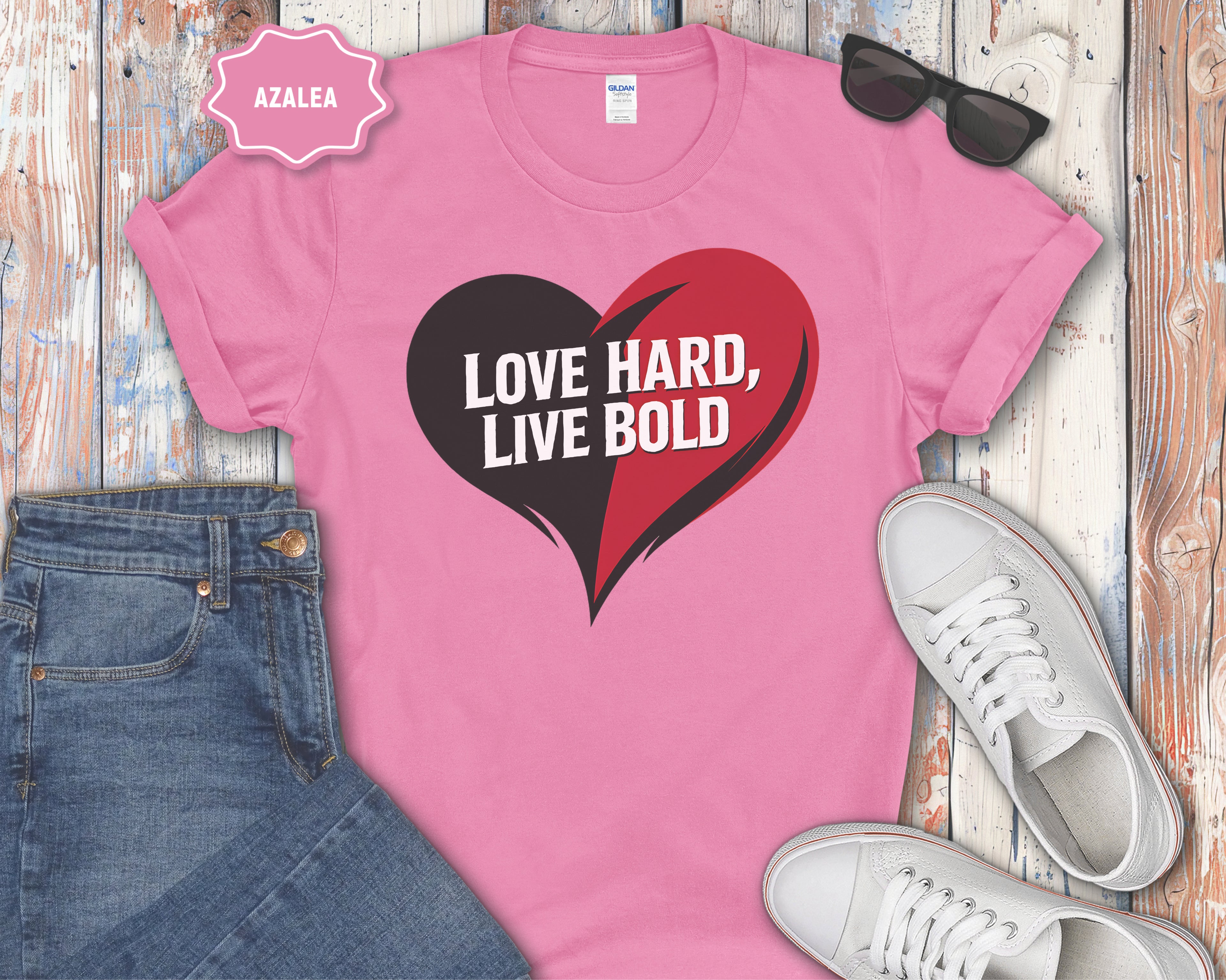 Love Hard Live Bold Heart T-Shirt