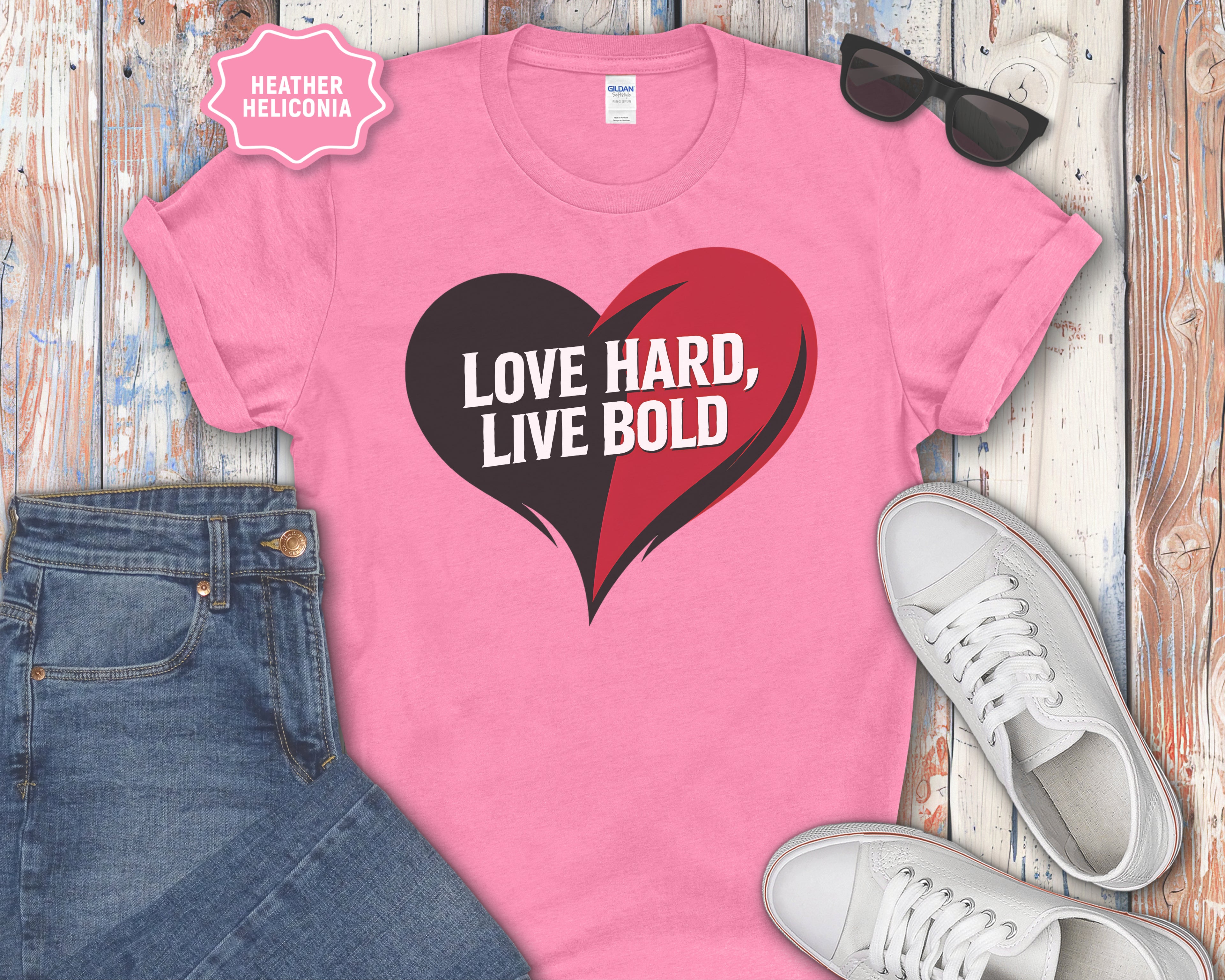 Love Hard Live Bold Heart T-Shirt