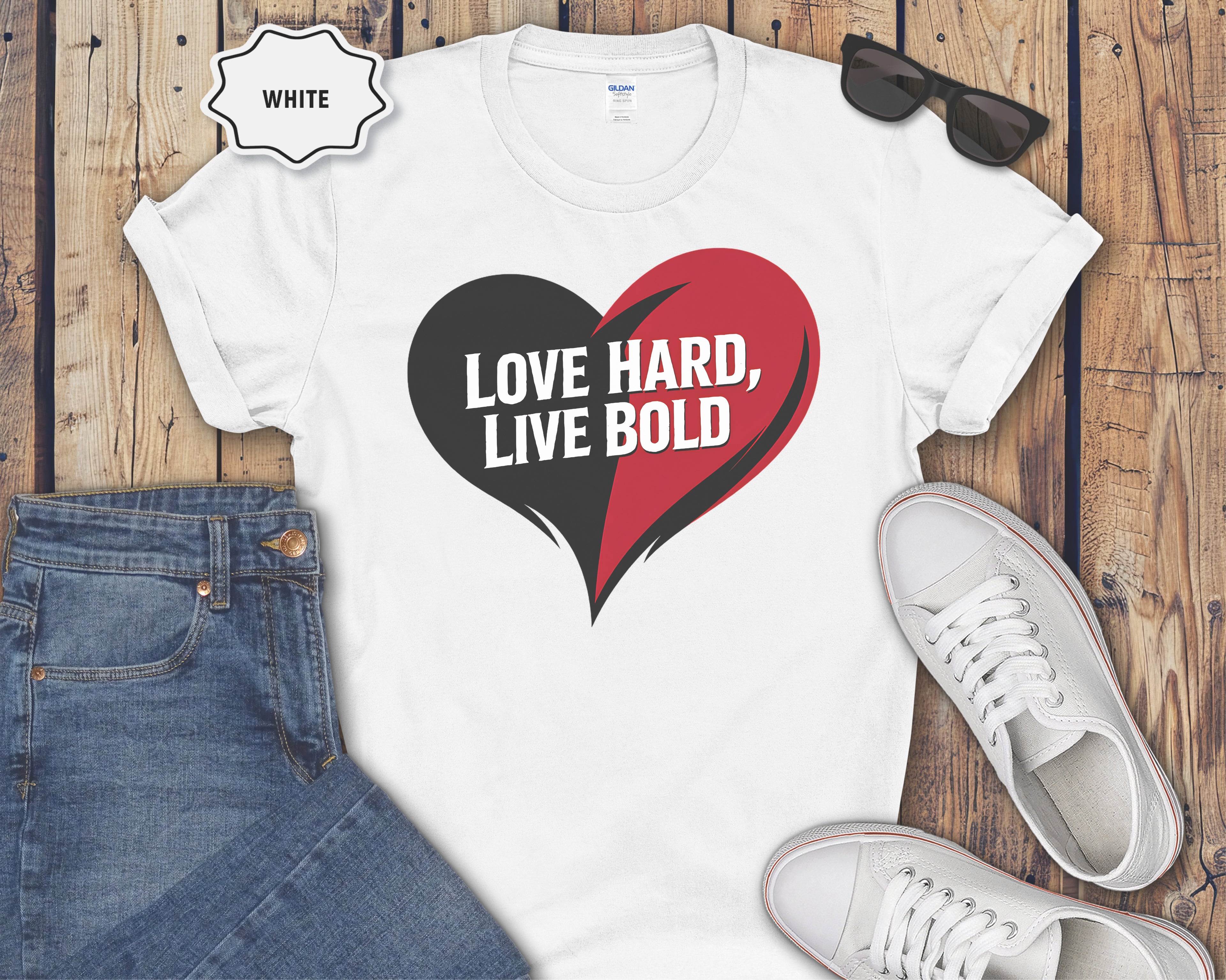 Love Hard Live Bold Heart T-Shirt