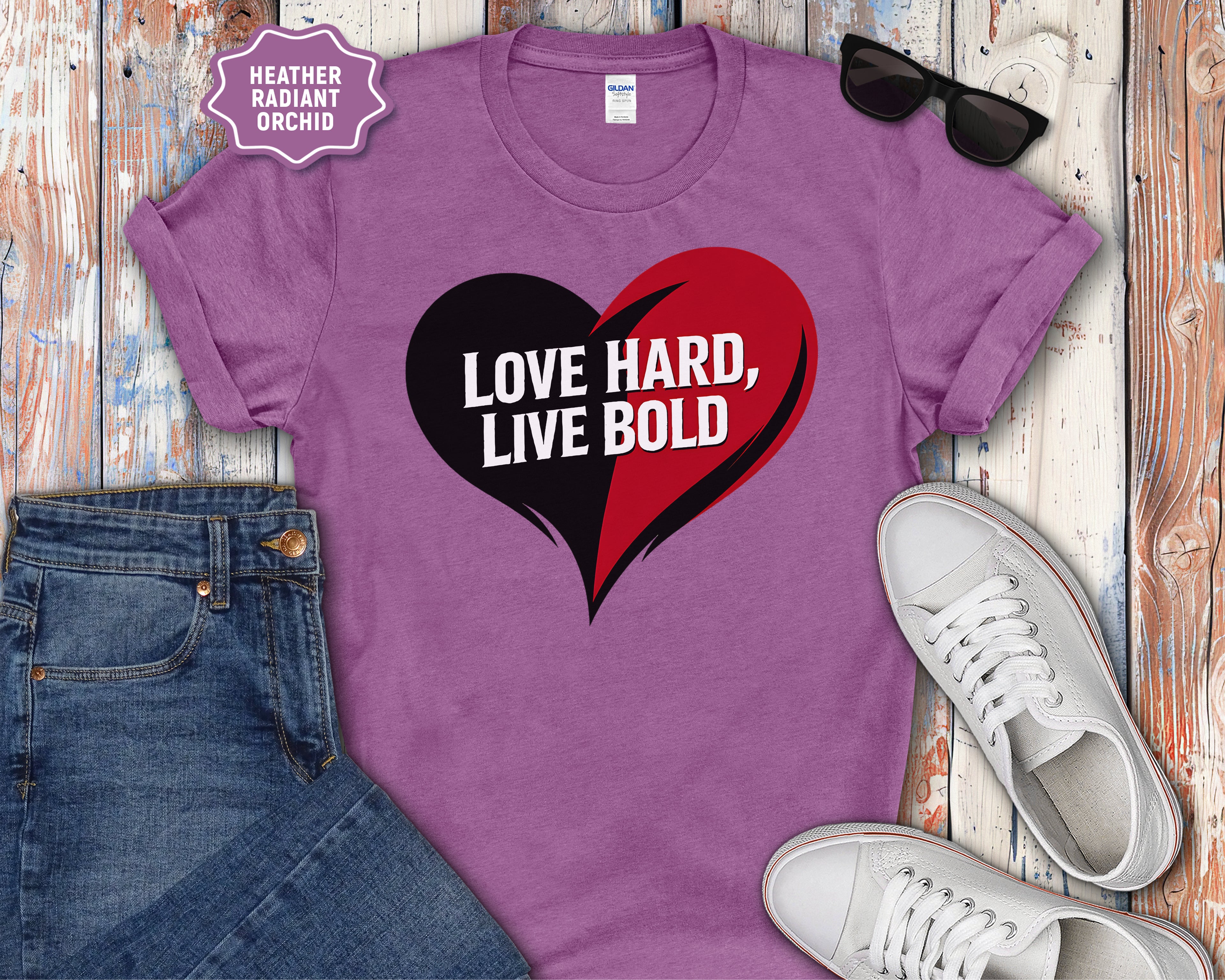 Love Hard Live Bold Heart T-Shirt