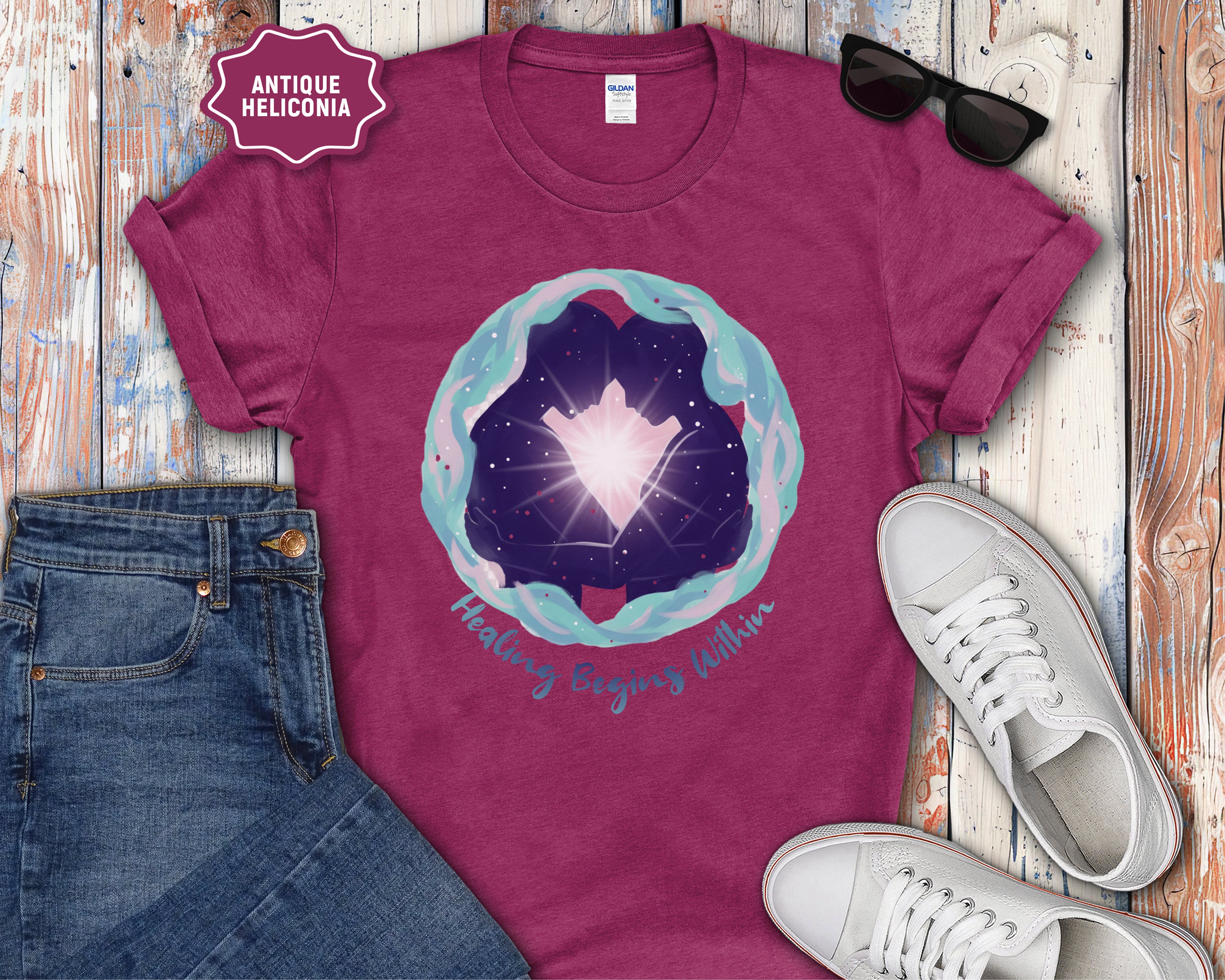 Healing Begins Within Star Heart Galaxy T-Shirt