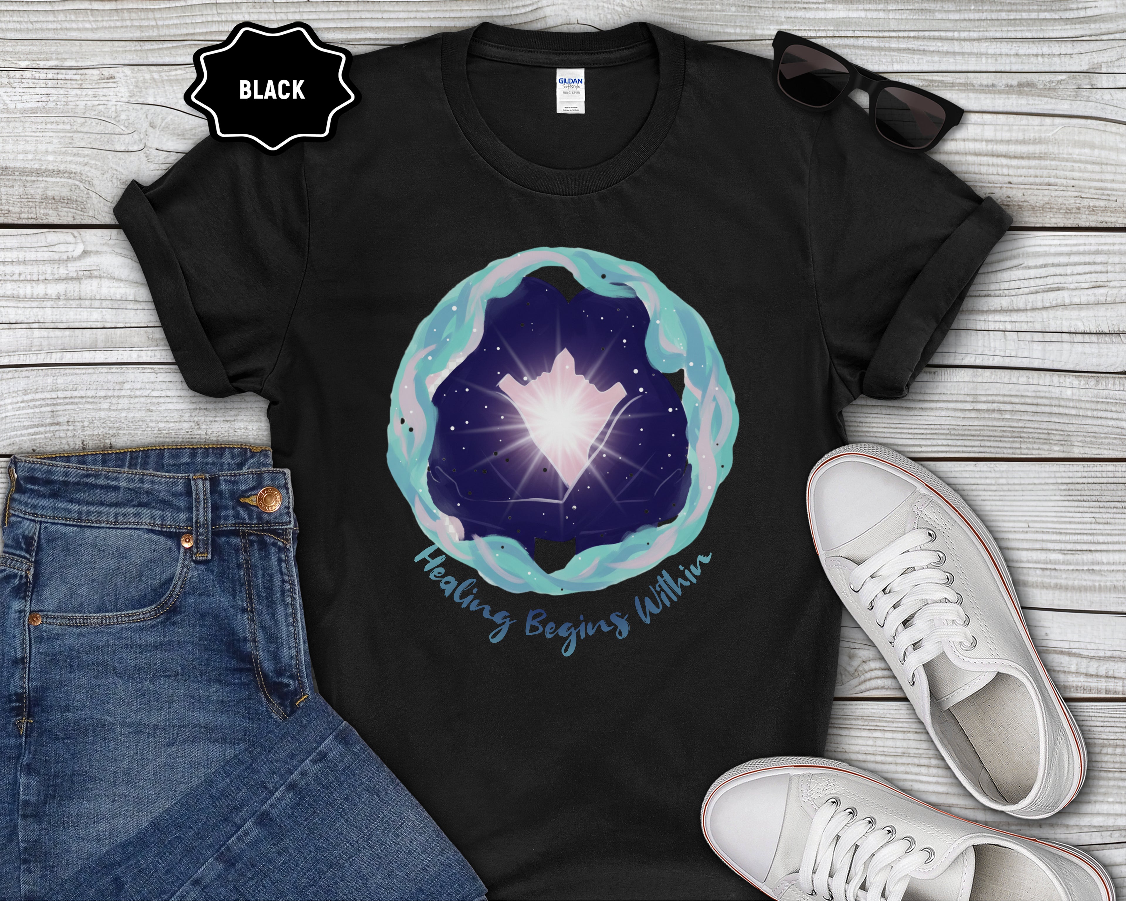 Healing Begins Within Star Heart Galaxy T-Shirt
