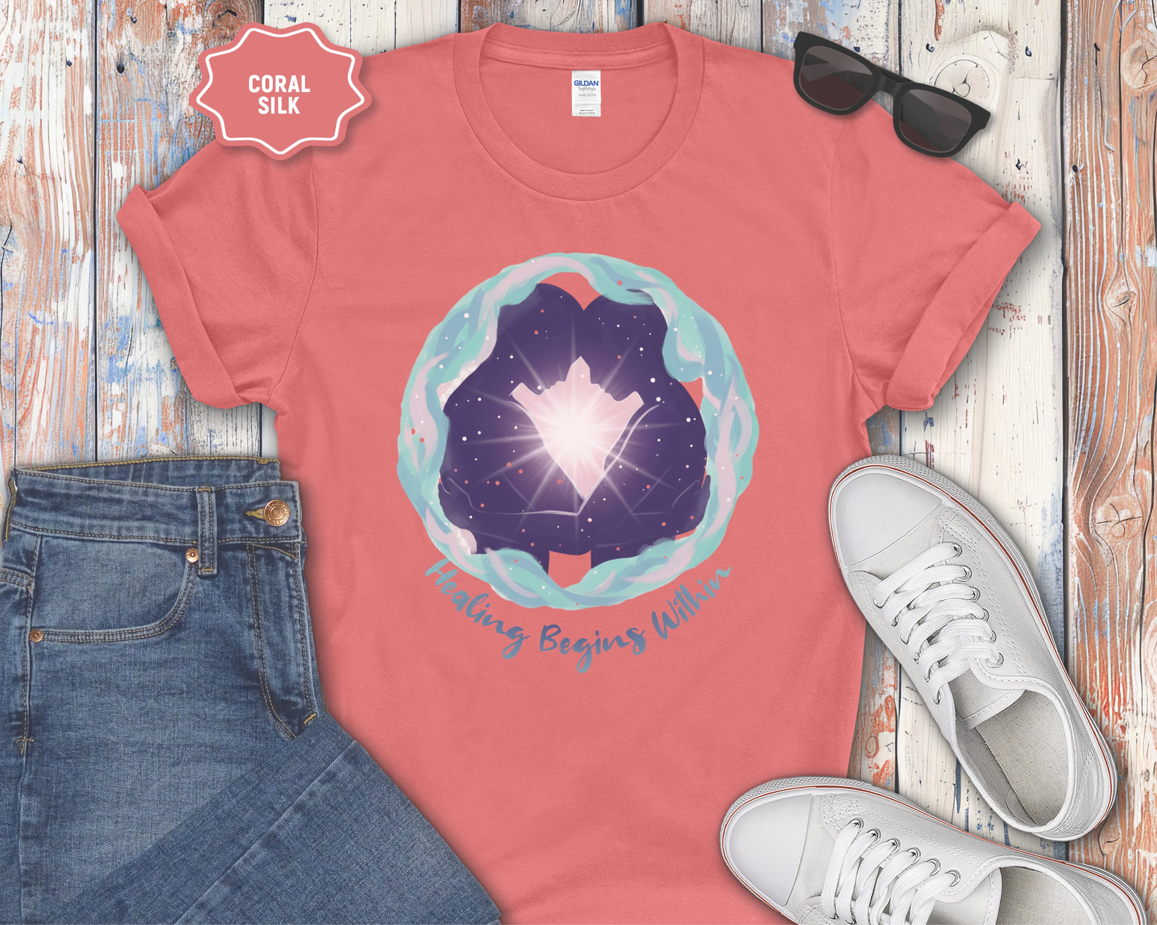 Healing Begins Within Star Heart Galaxy T-Shirt