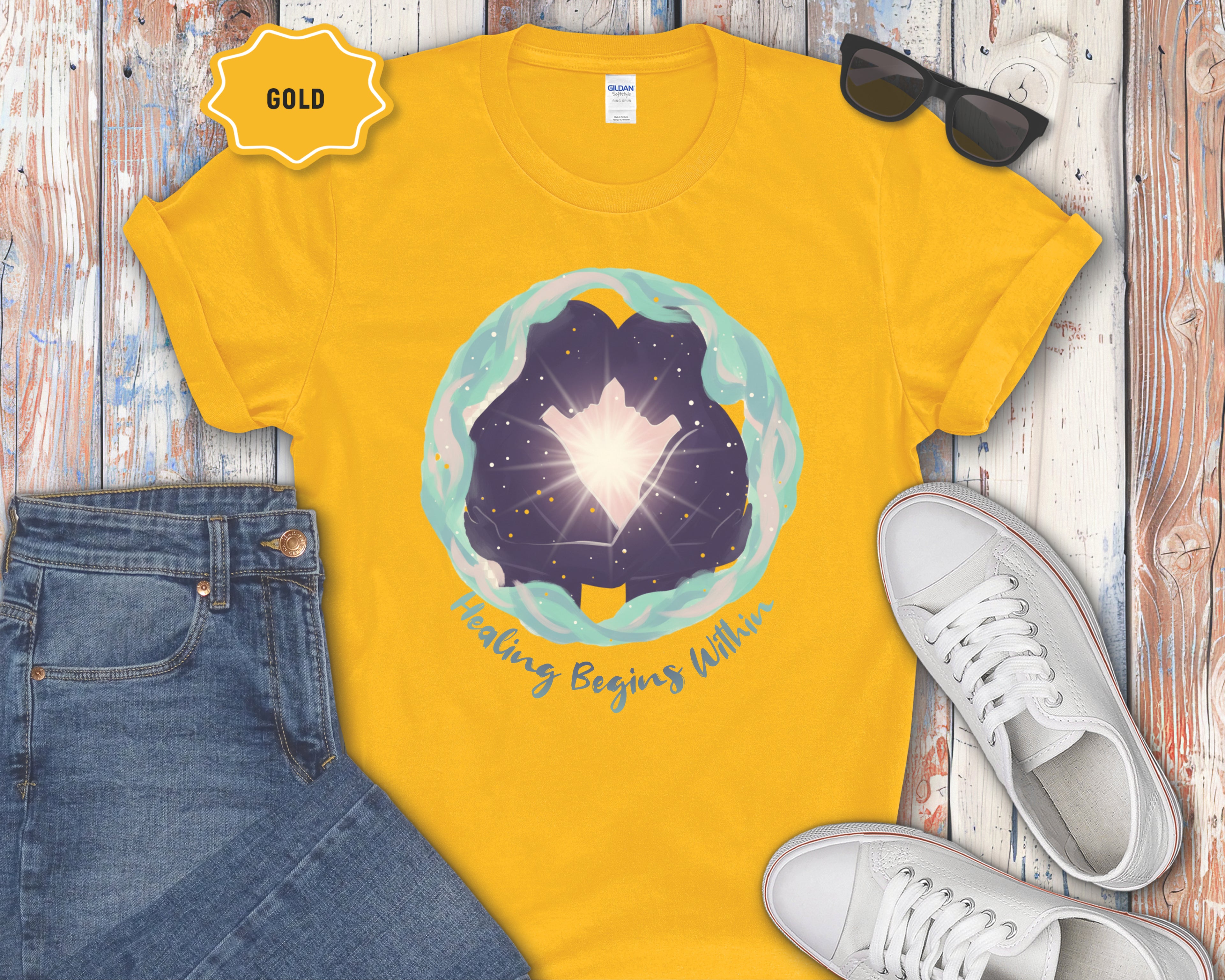 Healing Begins Within Star Heart Galaxy T-Shirt