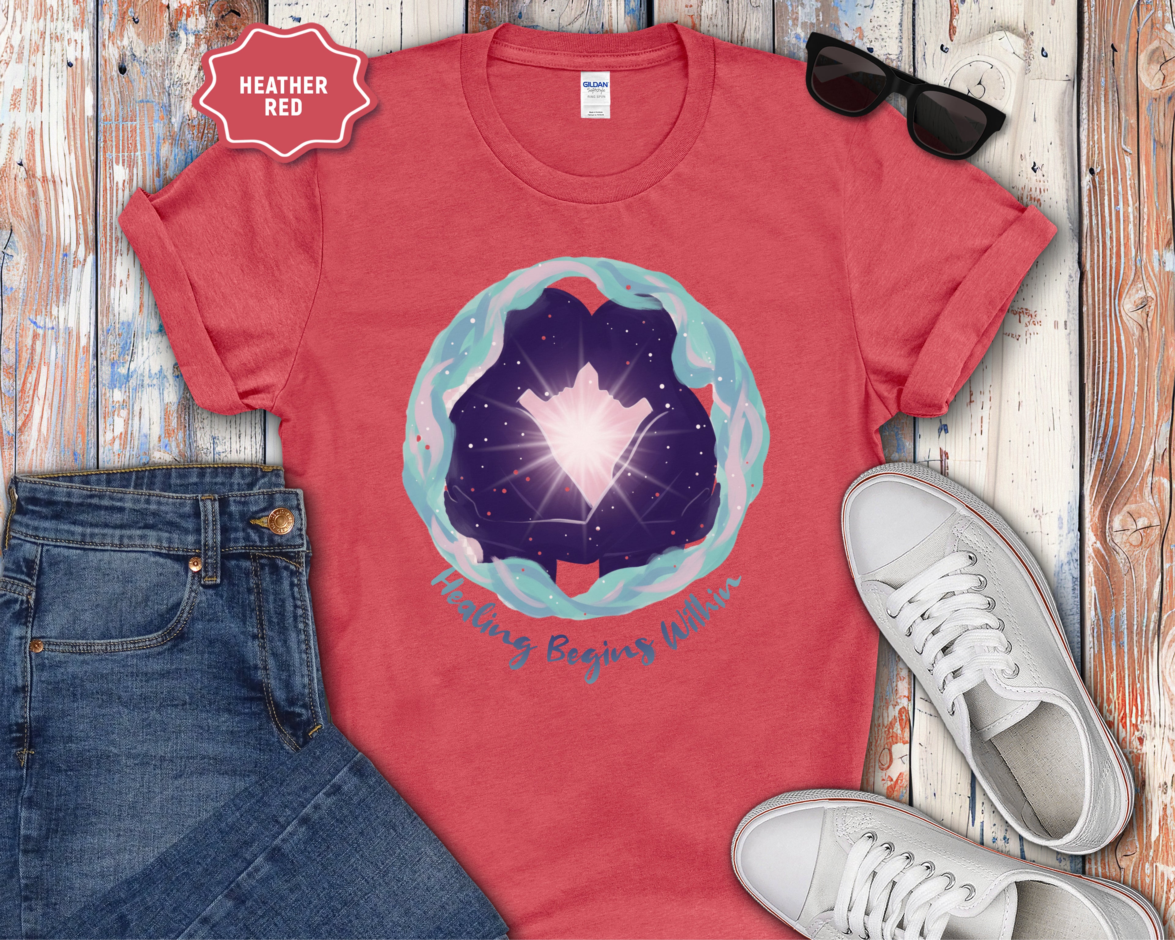 Healing Begins Within Star Heart Galaxy T-Shirt