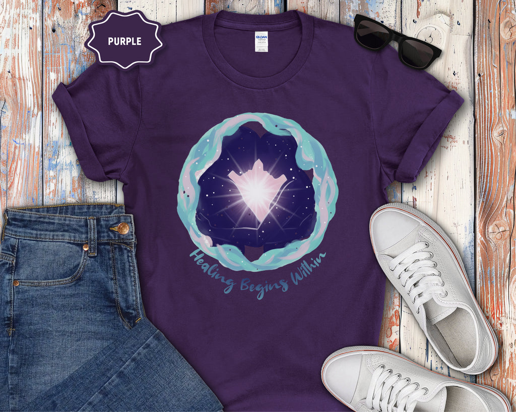 Healing Begins Within Star Heart Galaxy T-Shirt