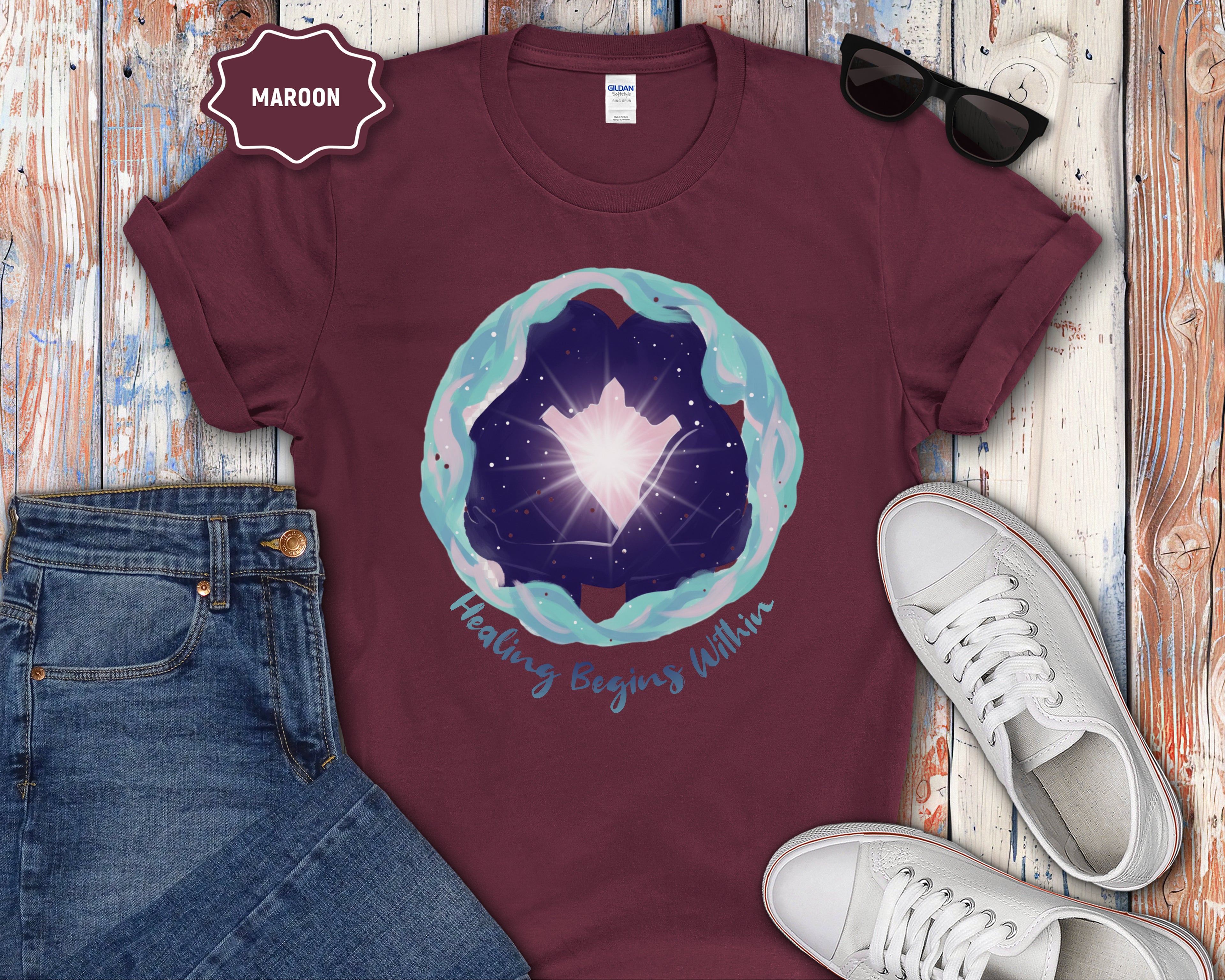 Healing Begins Within Star Heart Galaxy T-Shirt