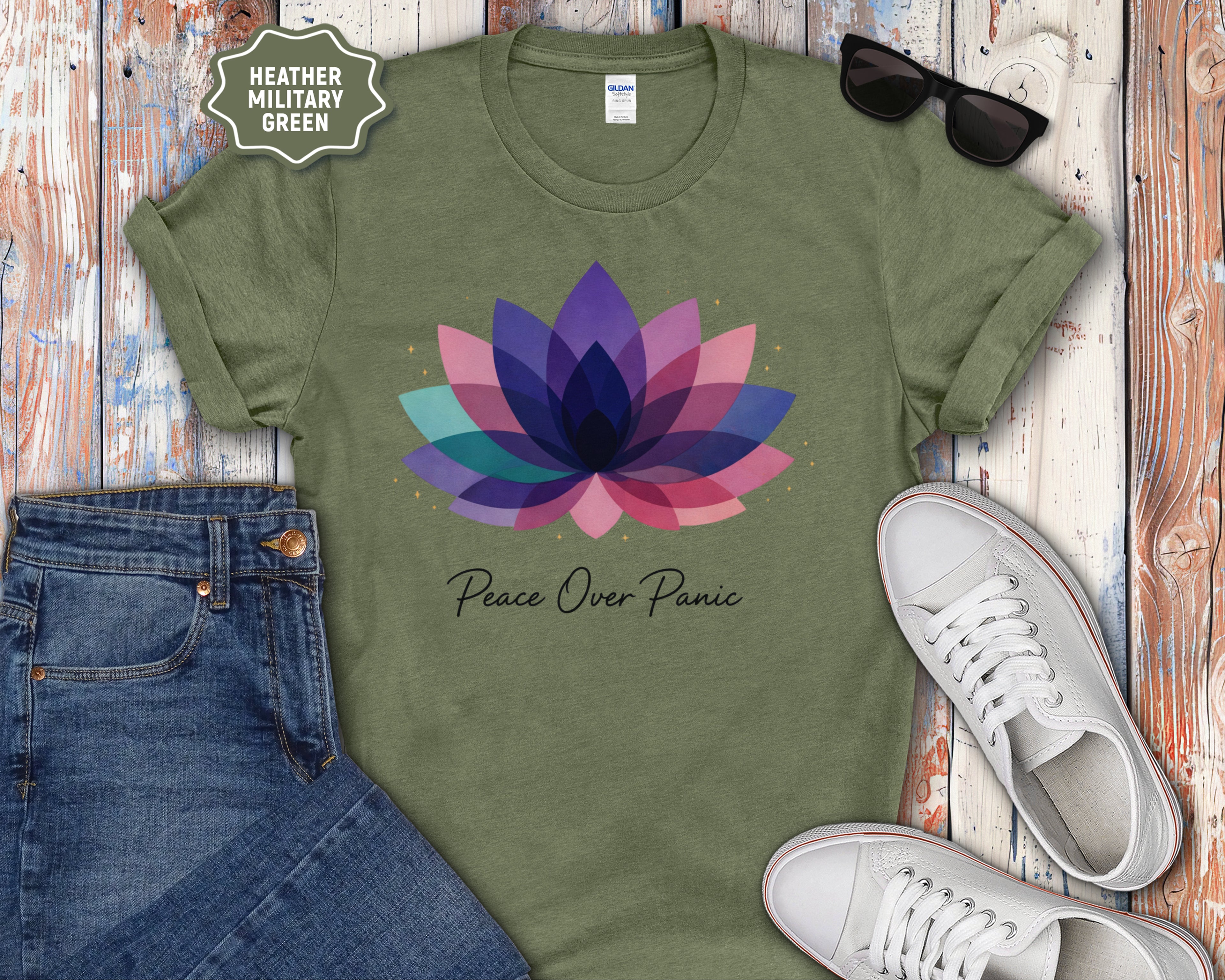 Peace Over Panic lotus flower T-Shirt