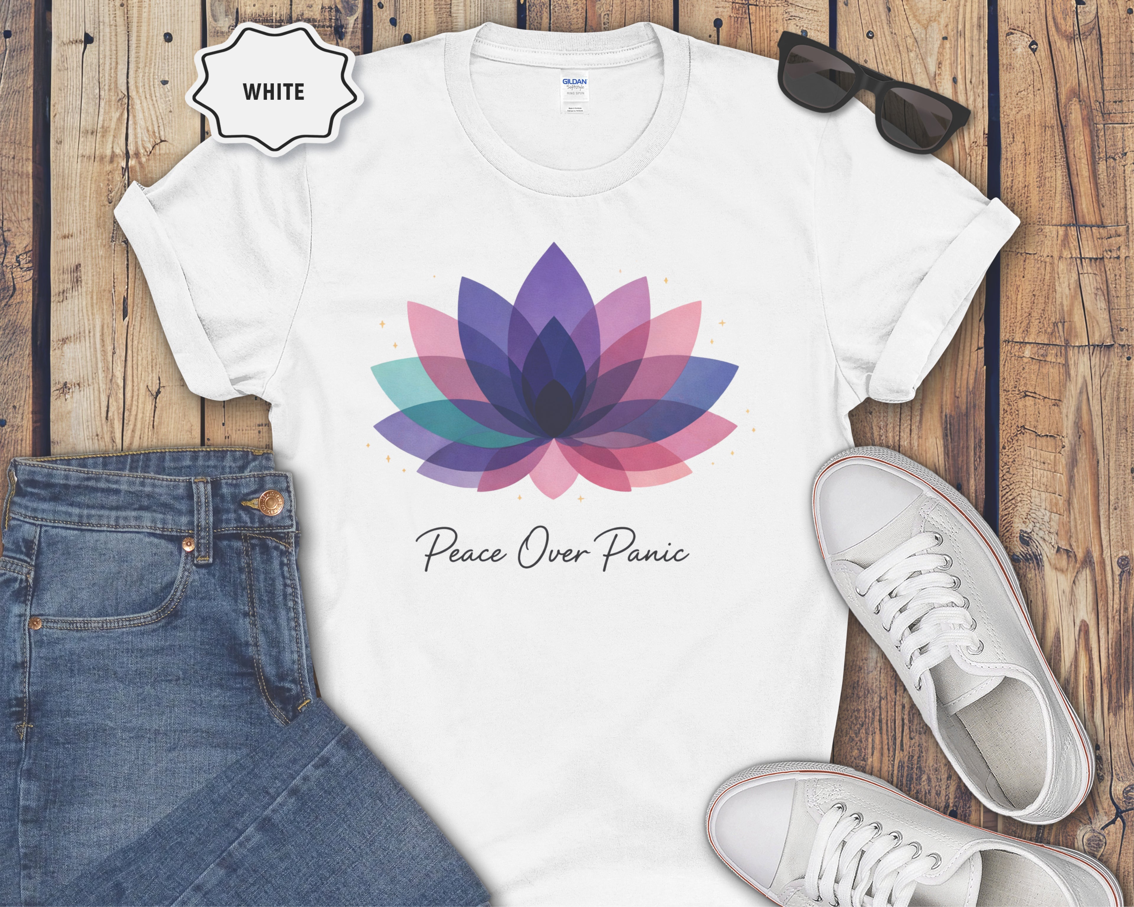 Peace Over Panic lotus flower T-Shirt