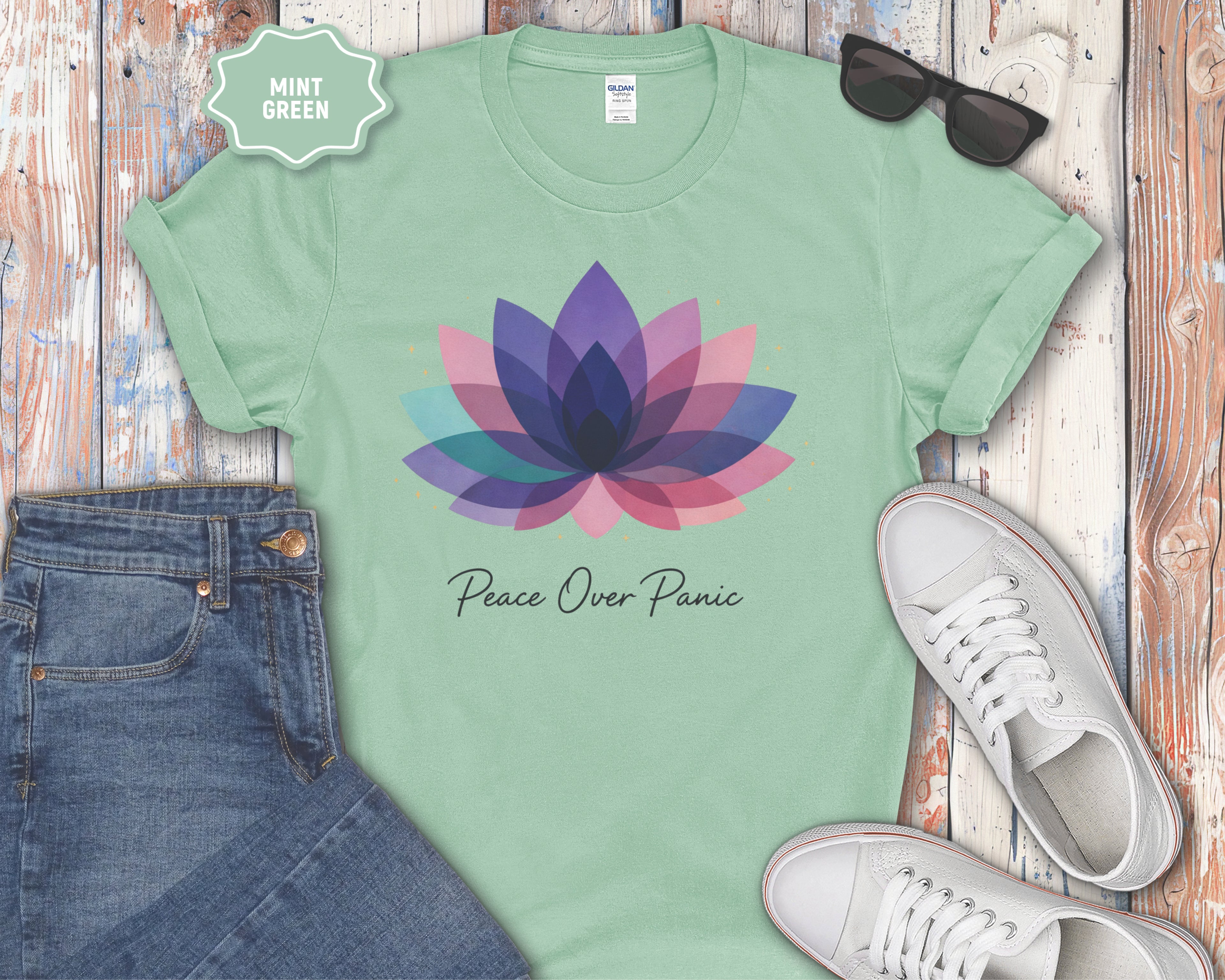 Peace Over Panic lotus flower T-Shirt
