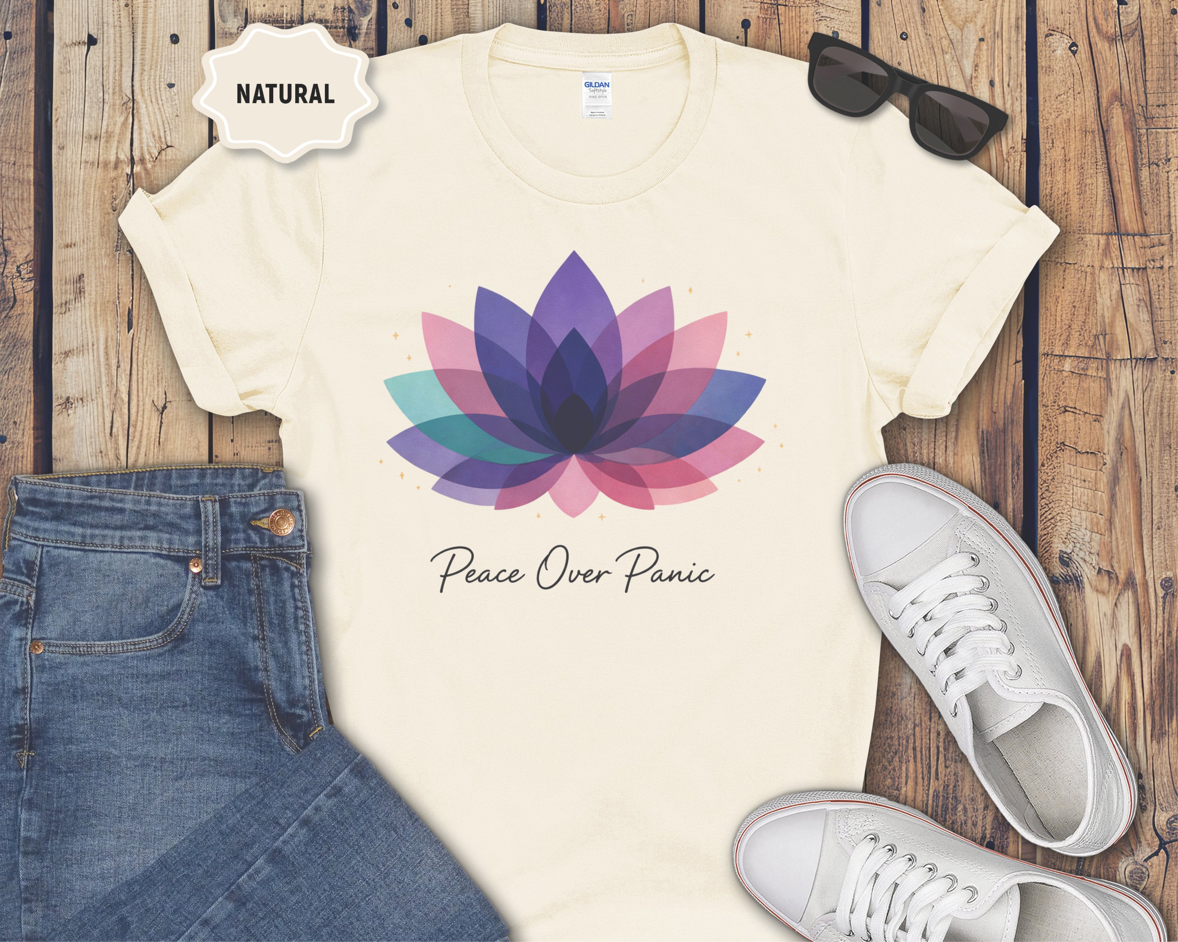 Peace Over Panic lotus flower T-Shirt