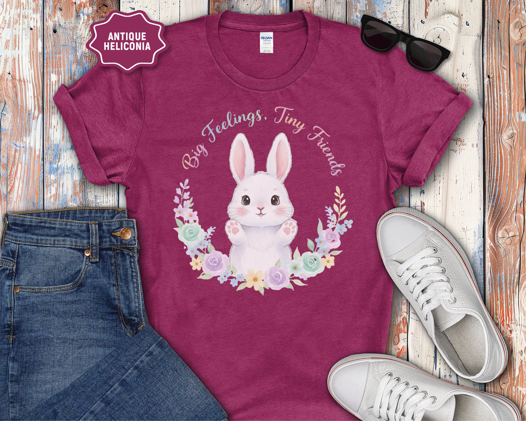 Big Feelings Tiny Friends Cute White Bunny T-Shirt