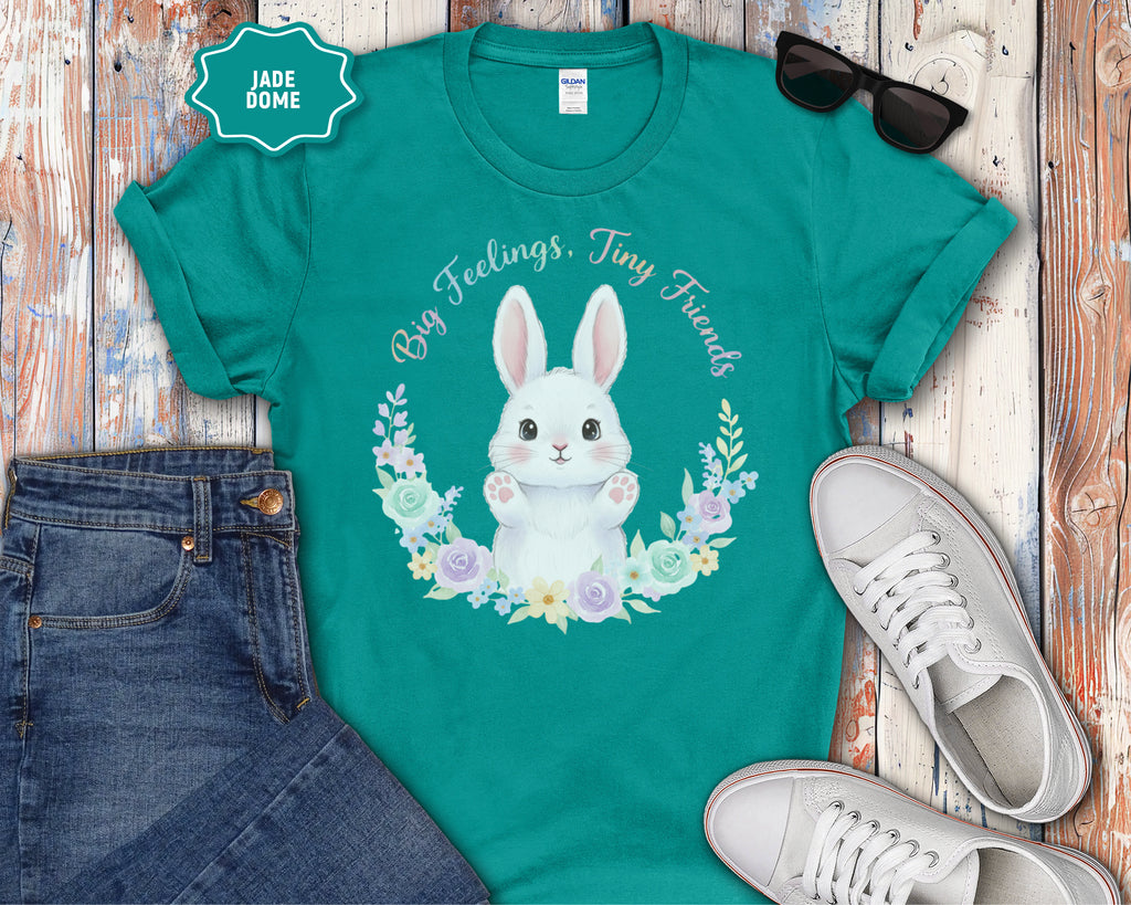 Big Feelings Tiny Friends Cute White Bunny T-Shirt